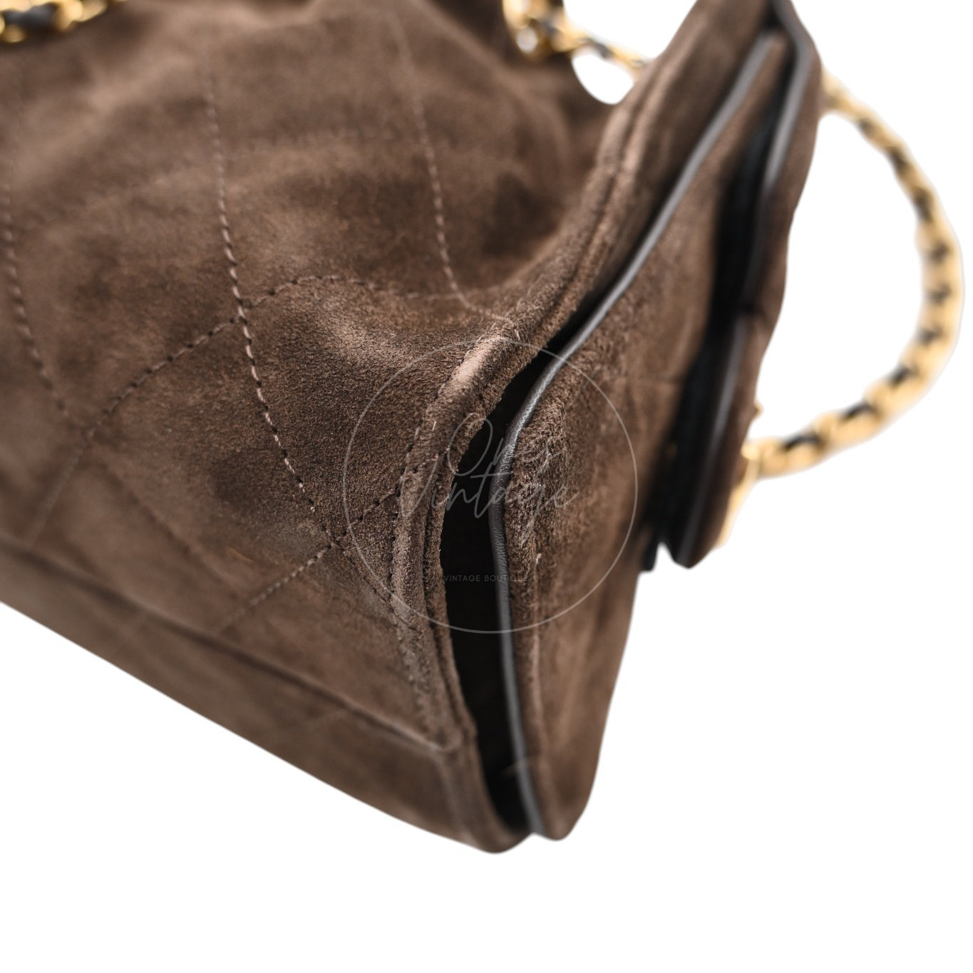 [Unused] Chanel Mini 25 Bag Suede Calfskin & Gold-tone Metal Dark Brown Handbag