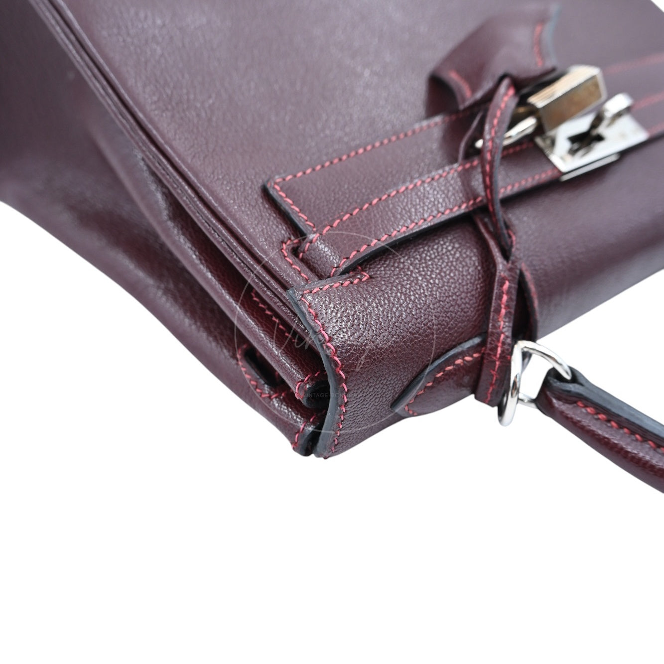 [Pre-owned] Hermes Kelly 28 PHW Burgundy Stamp Square I