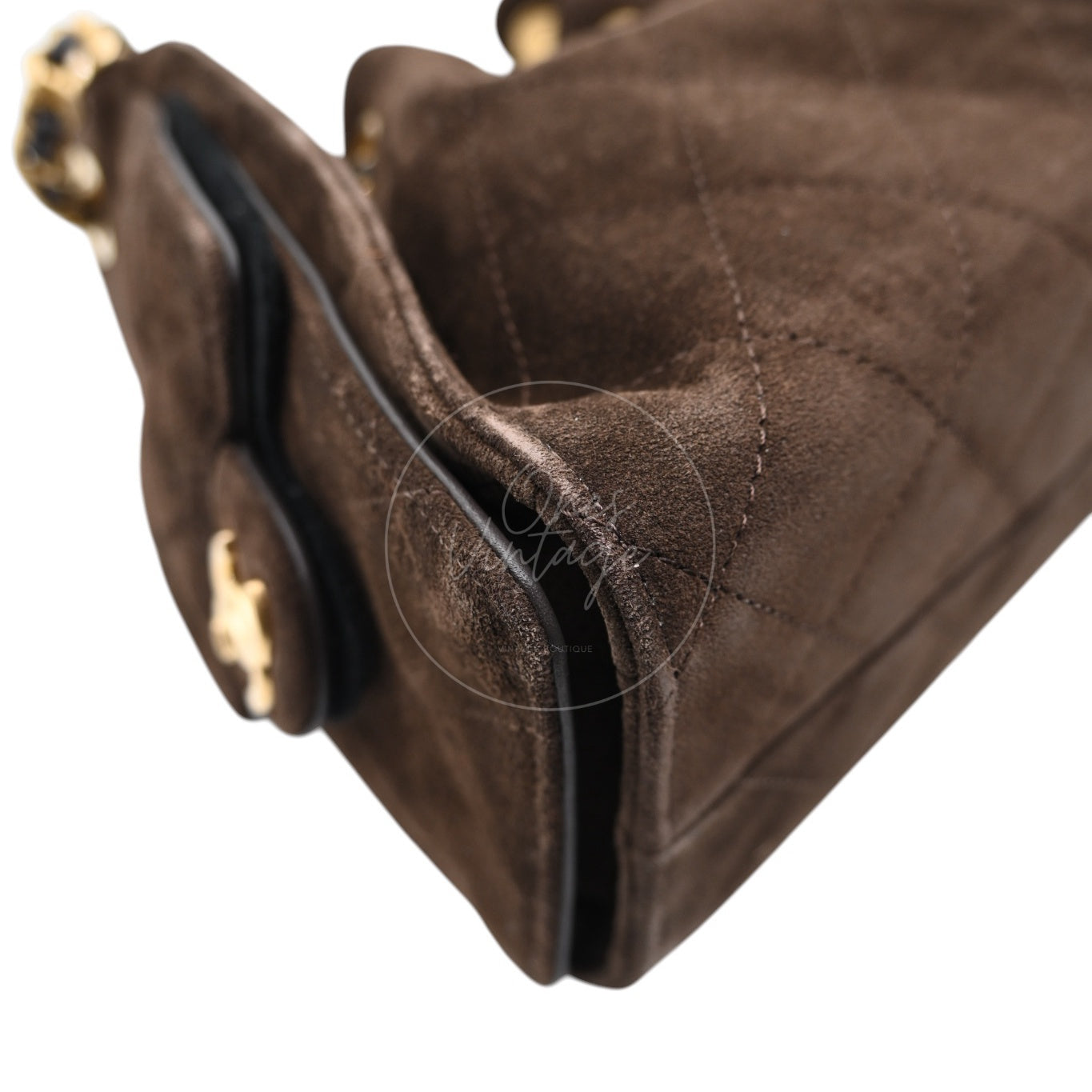 [Unused] Chanel Mini 25 Bag Suede Calfskin & Gold-tone Metal Dark Brown Handbag