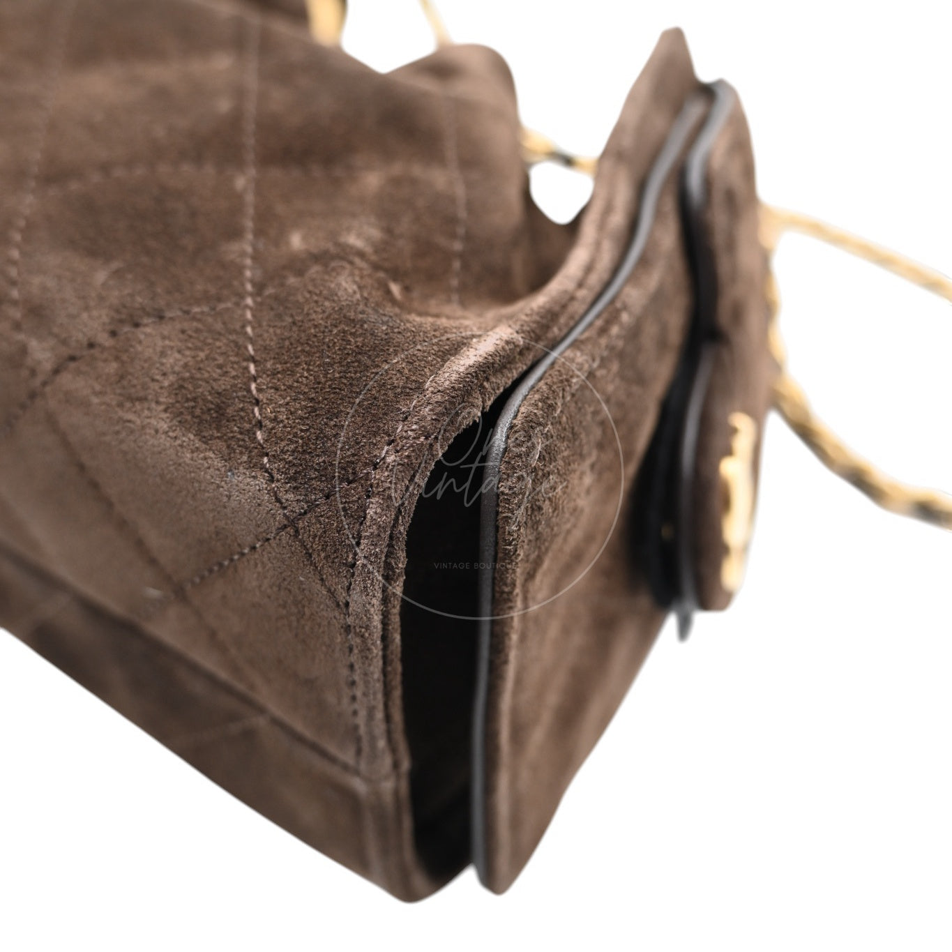 [Unused] Chanel Mini 25 Bag Suede Calfskin & Gold-tone Metal Dark Brown Handbag