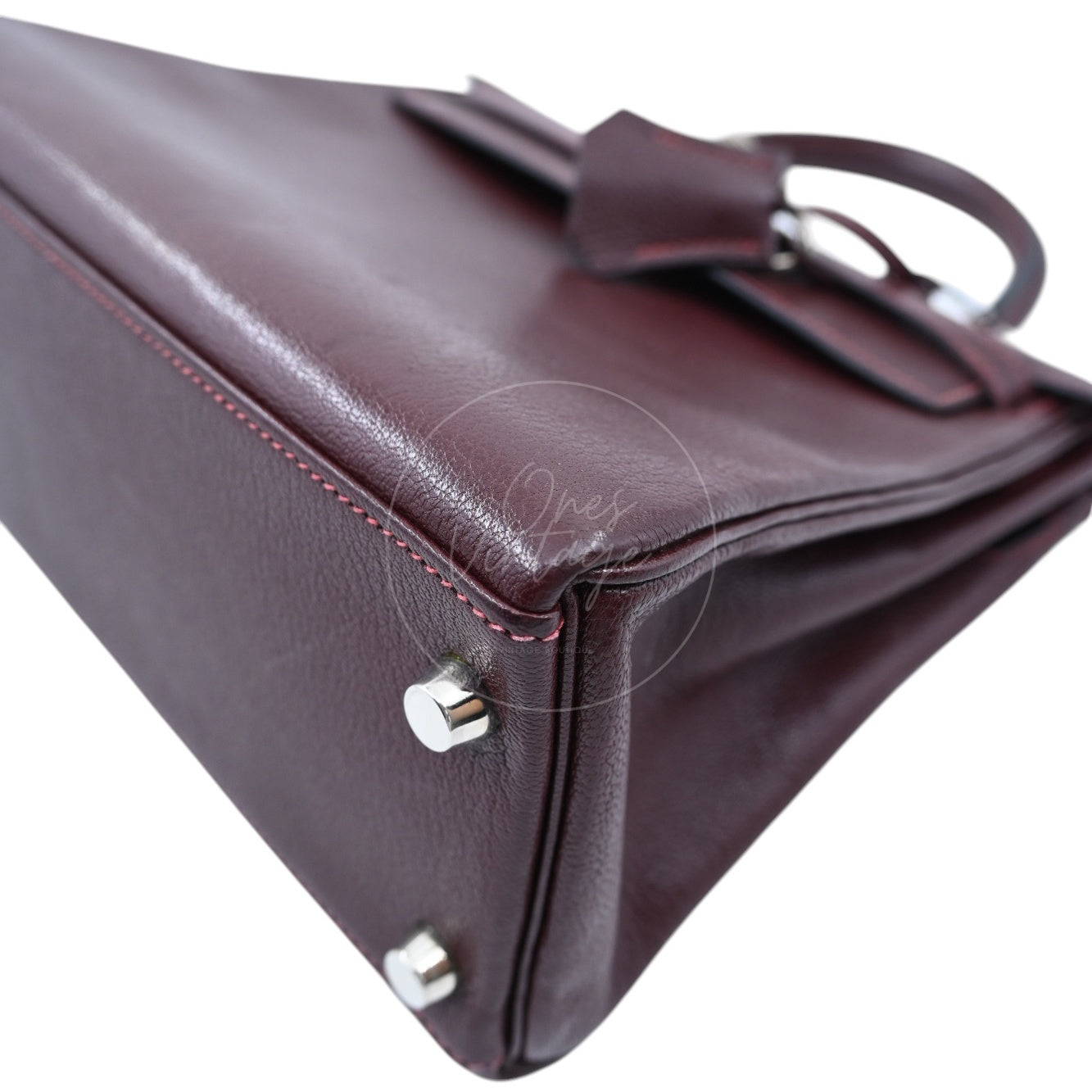 [Pre-owned] Hermes Kelly 28 PHW Burgundy Stamp Square I