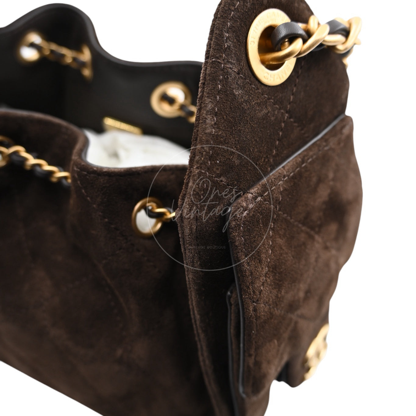 [Unused] Chanel Mini 25 Bag Suede Calfskin & Gold-tone Metal Dark Brown Handbag