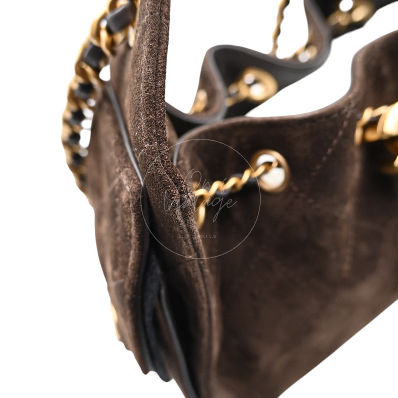 [Unused] Chanel Mini 25 Bag Suede Calfskin & Gold-tone Metal Dark Brown Handbag