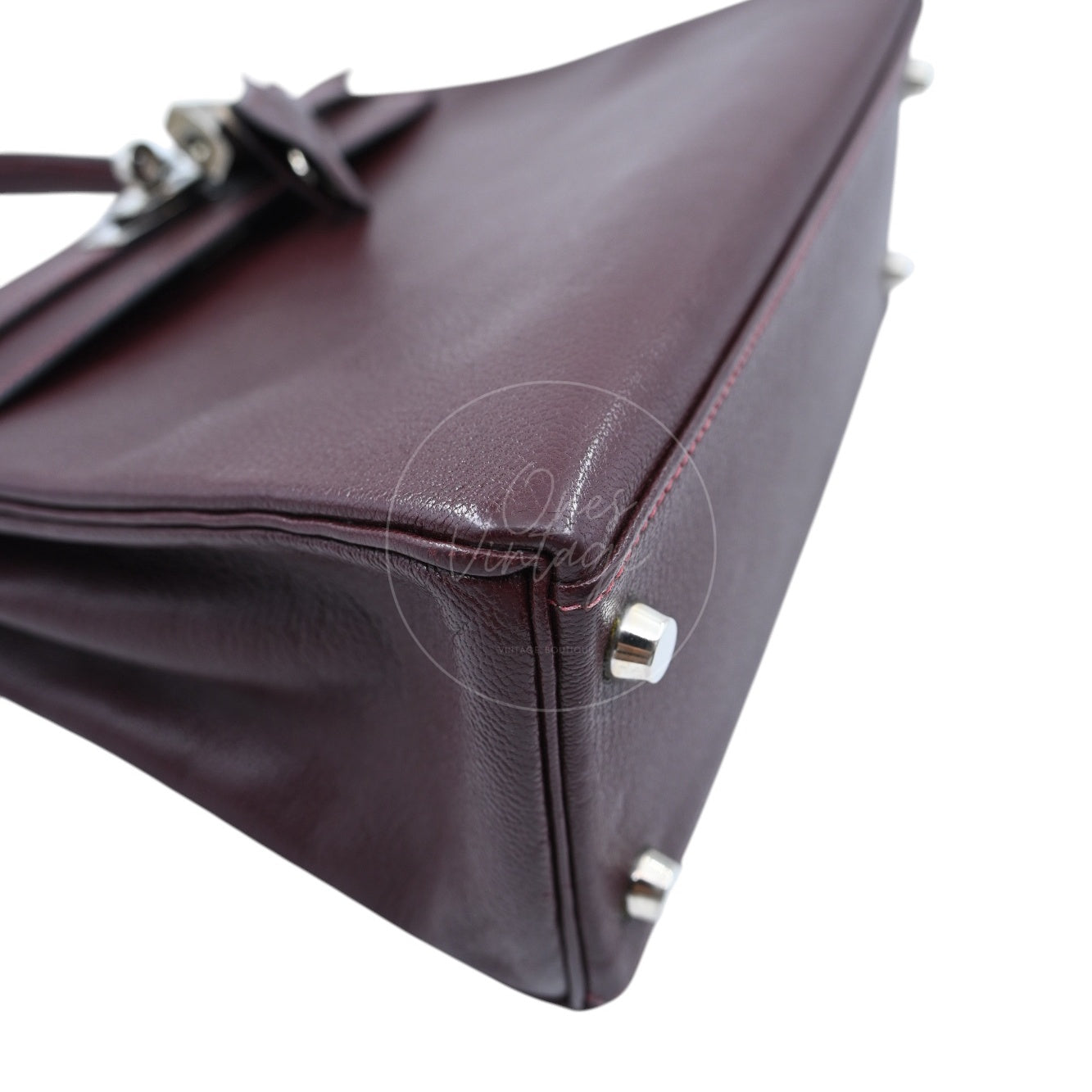 [Pre-owned] Hermes Kelly 28 PHW Burgundy Stamp Square I