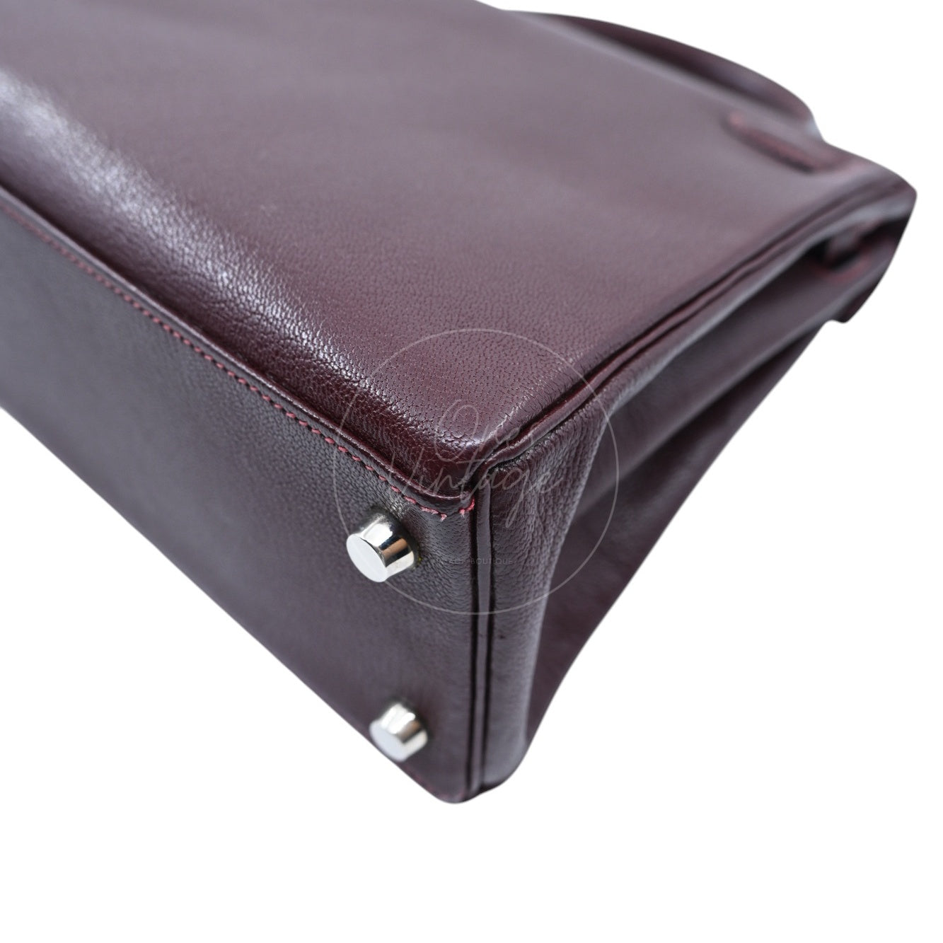 [Pre-owned] Hermes Kelly 28 PHW Burgundy Stamp Square I