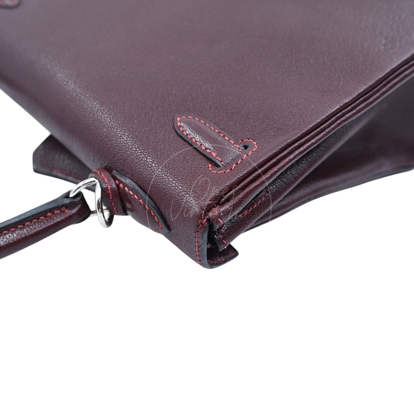 [Pre-owned] Hermes Kelly 28 PHW Burgundy Stamp Square I