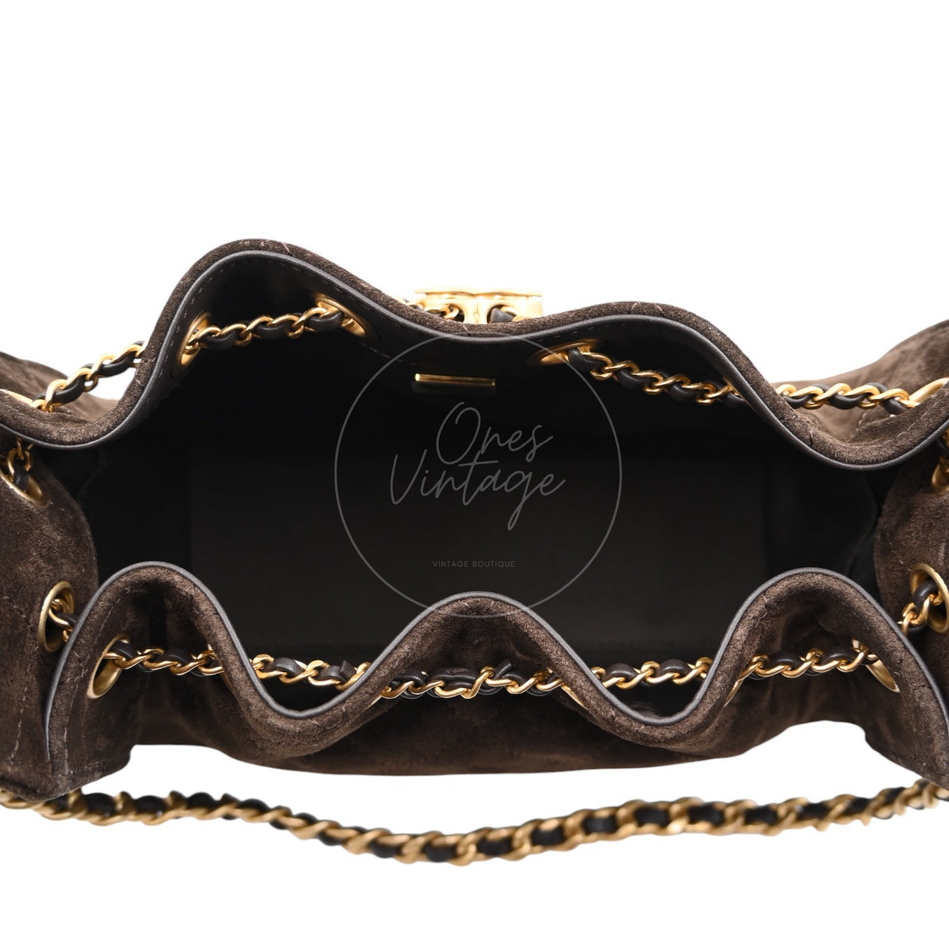 [Unused] Chanel Mini 25 Bag Suede Calfskin & Gold-tone Metal Dark Brown Handbag