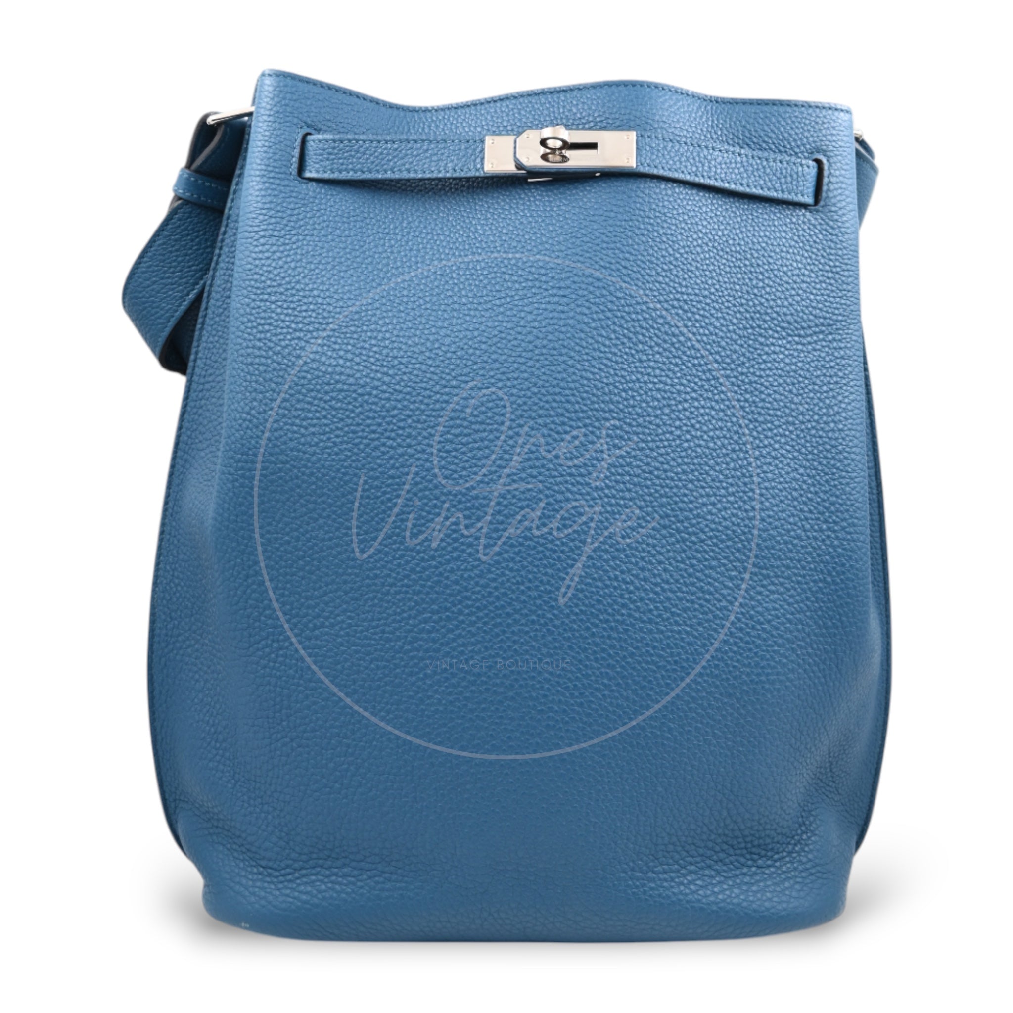 [Pre-owned] Hermes So Kelly 26 Izmir Blue PHW Shoulder Bag