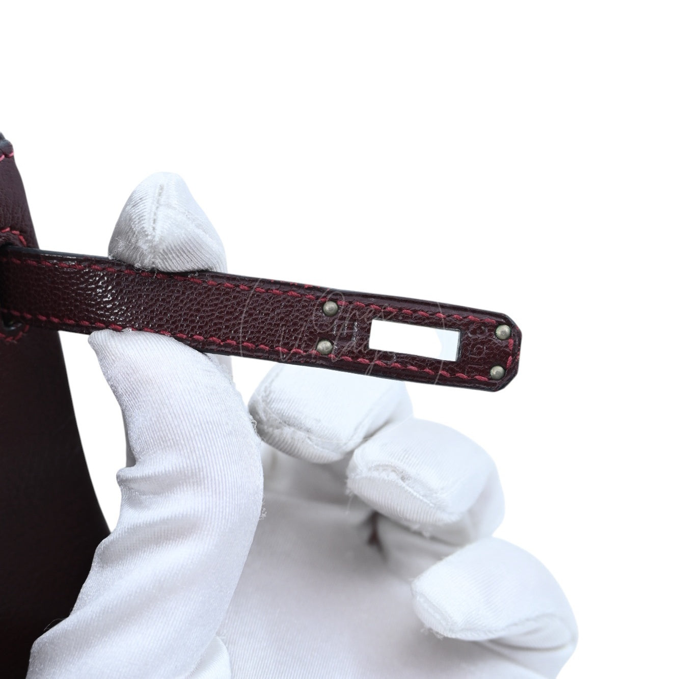 [Pre-owned] Hermes Kelly 28 PHW Burgundy Stamp Square I