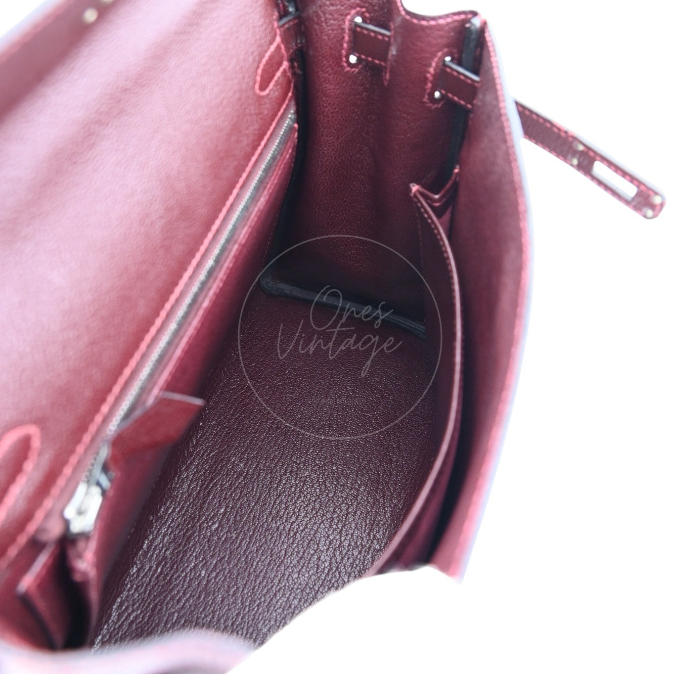 [Pre-owned] Hermes Kelly 28 PHW Burgundy Stamp Square I