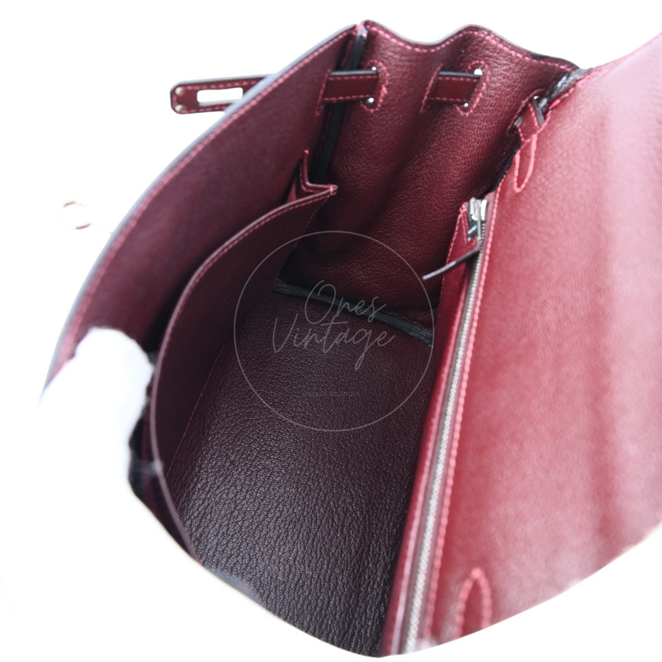 [Pre-owned] Hermes Kelly 28 PHW Burgundy Stamp Square I