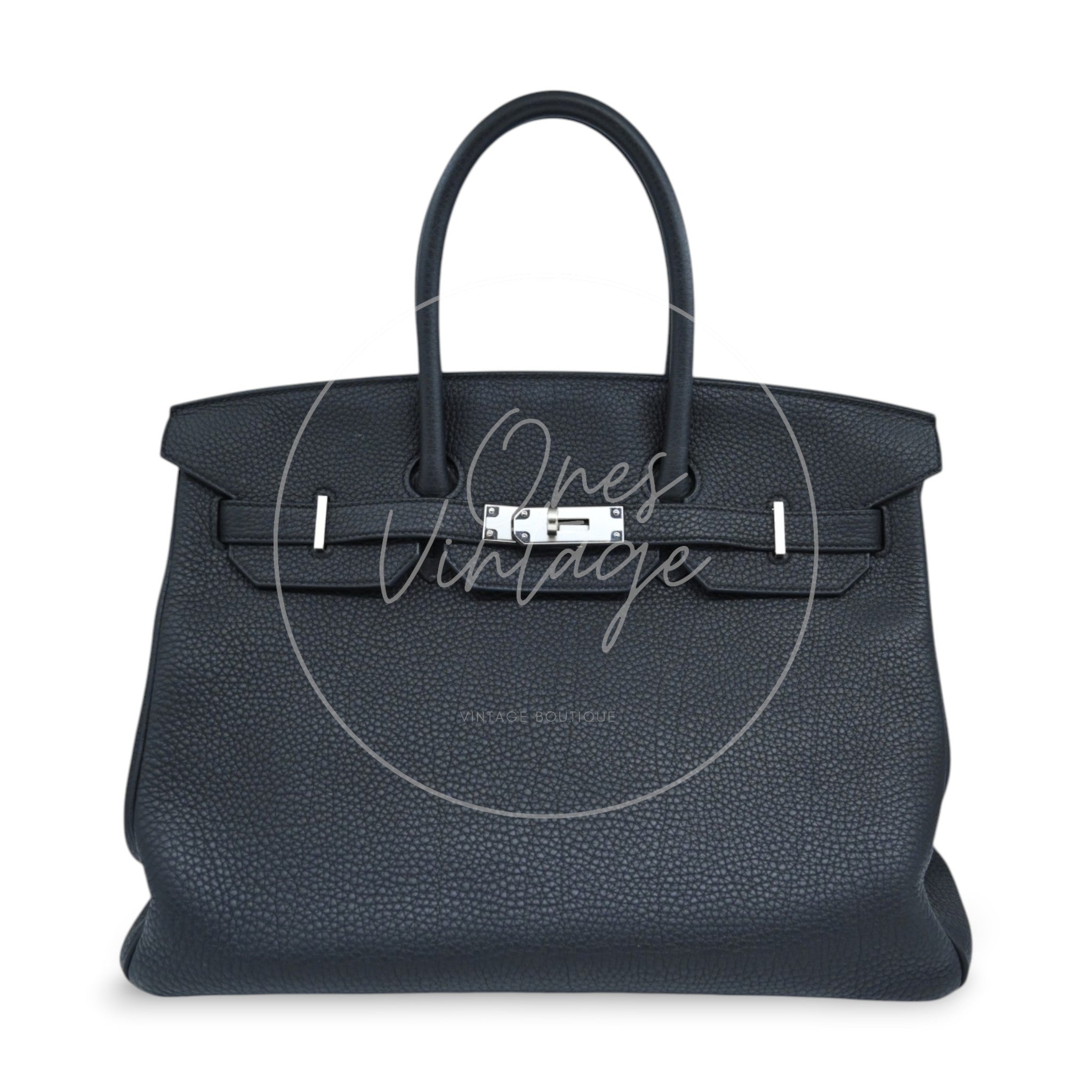 [Pre-owned] Hermes Birkin 35 Stamp A Black Midnight Blue Togo With Dust Bag