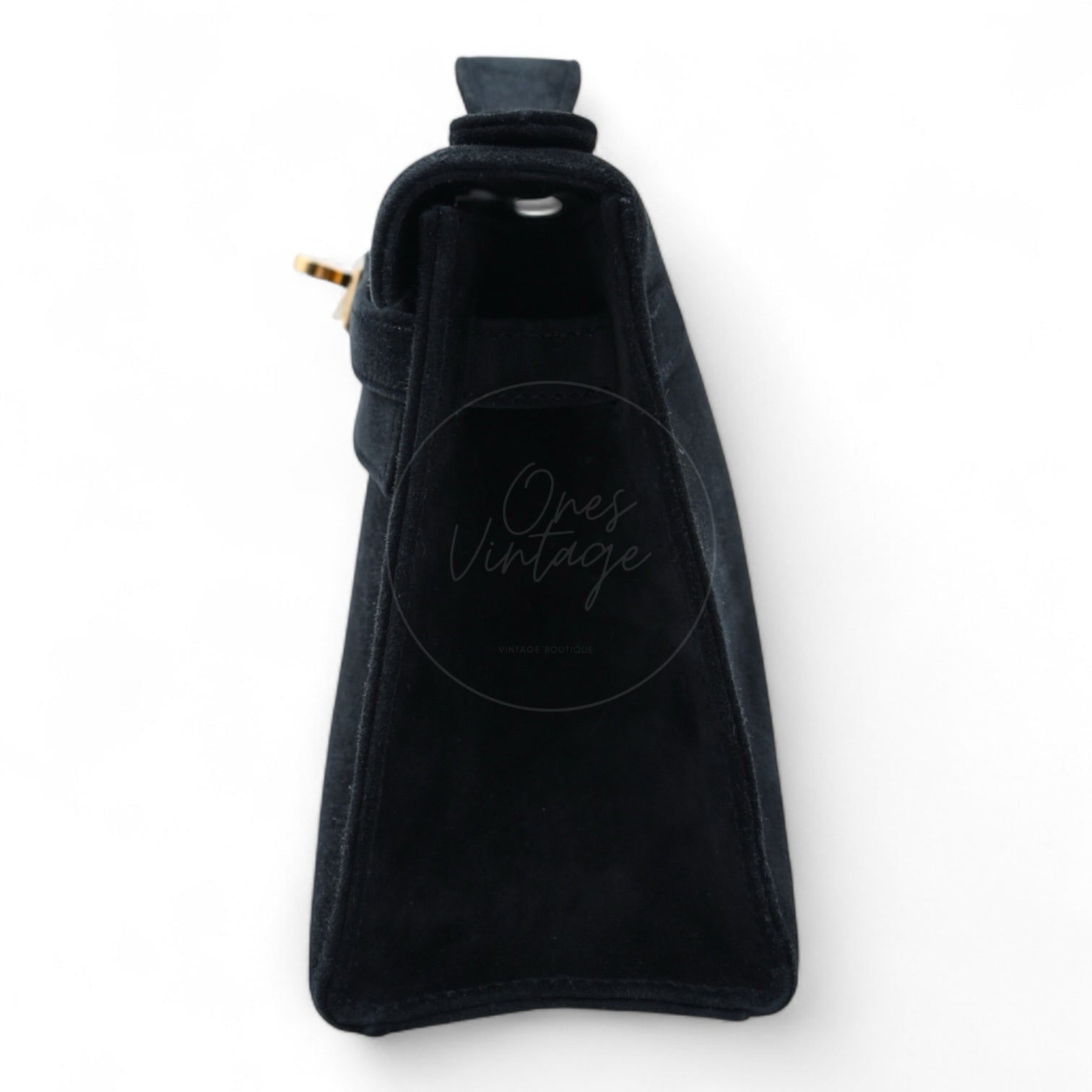 [Pre-owned] Hermes Kelly Pochette Black Suede GHW