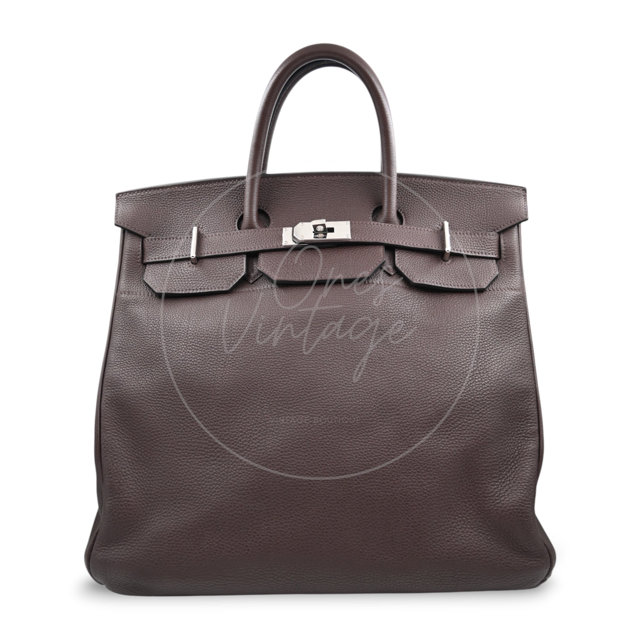 [Pre-owned] Hermes HAC 40 PHW Havane Stamp Square O