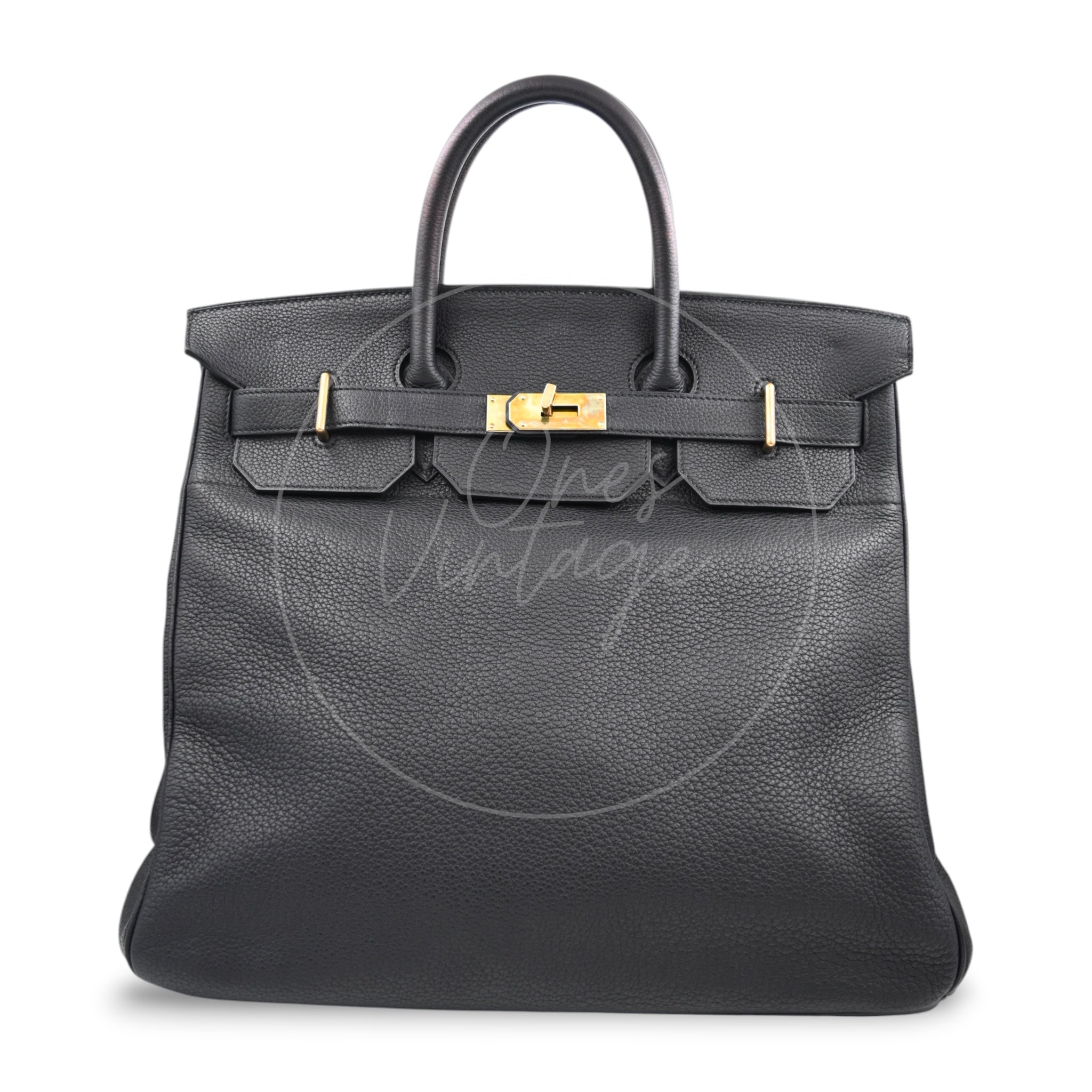 [Pre-owned] Hermes HAC 40 GHW Black Togo Stamp Square M