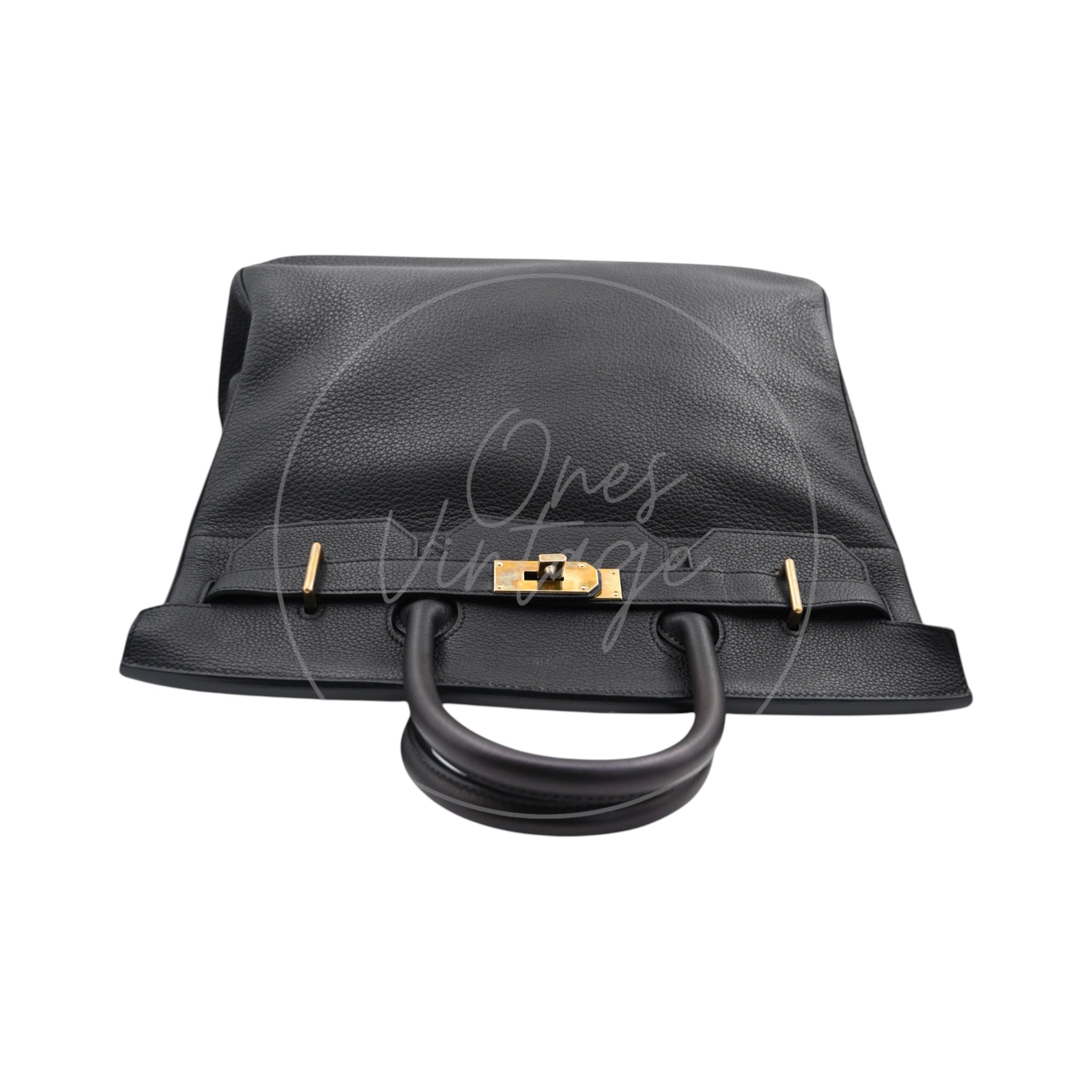 [Pre-owned] Hermes HAC 40 GHW Black Togo Stamp Square M