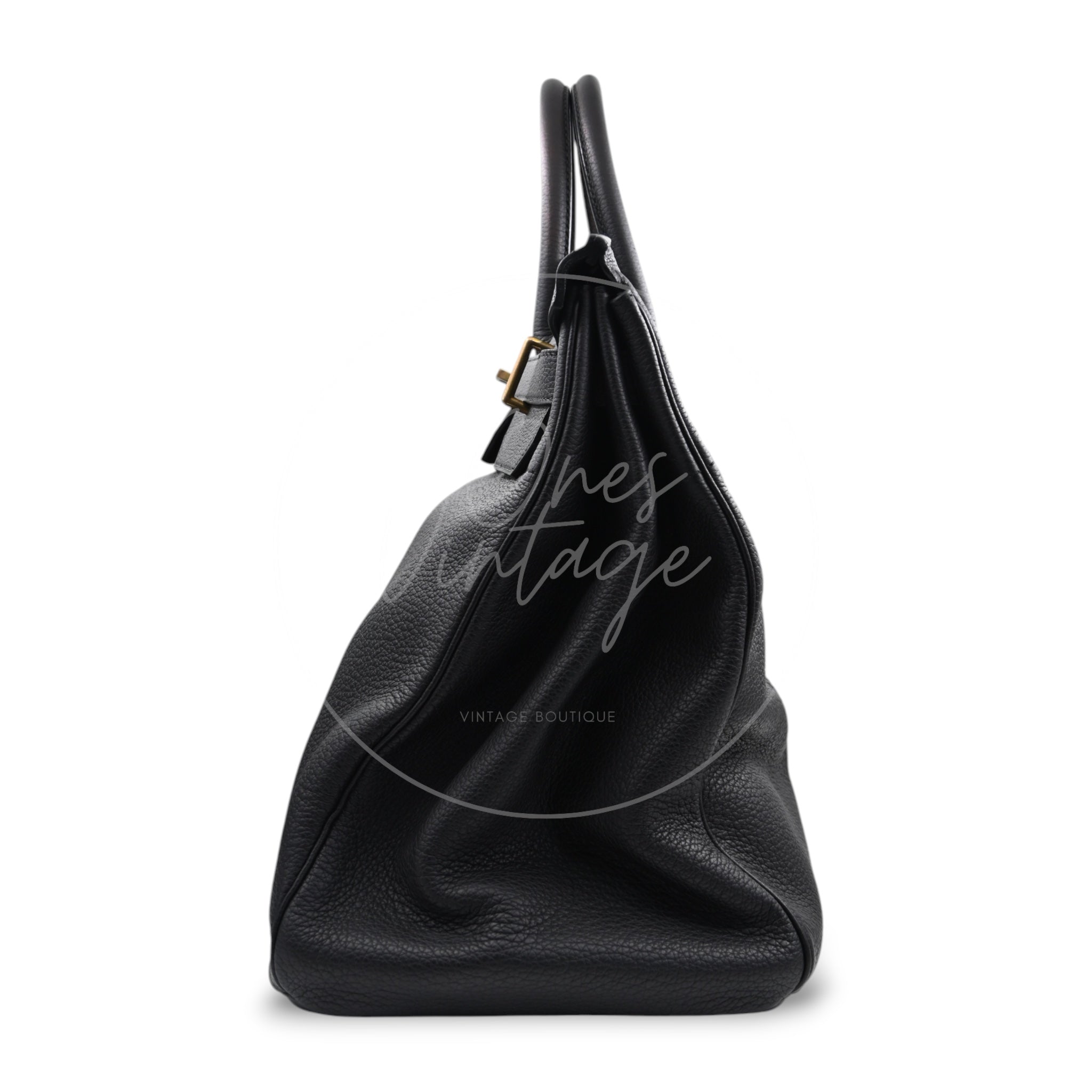[Pre-owned] Hermes HAC 40 GHW Black Togo Stamp Square M