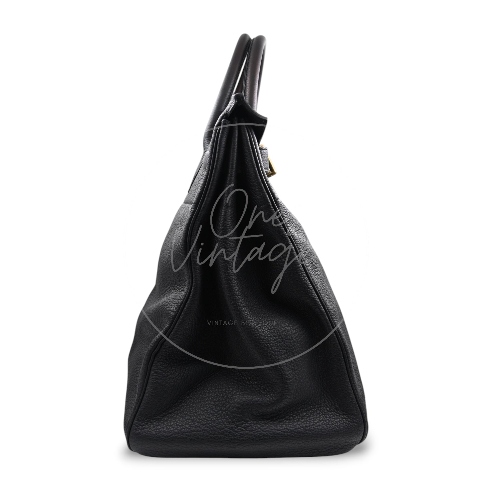 [Pre-owned] Hermes HAC 40 GHW Black Togo Stamp Square M