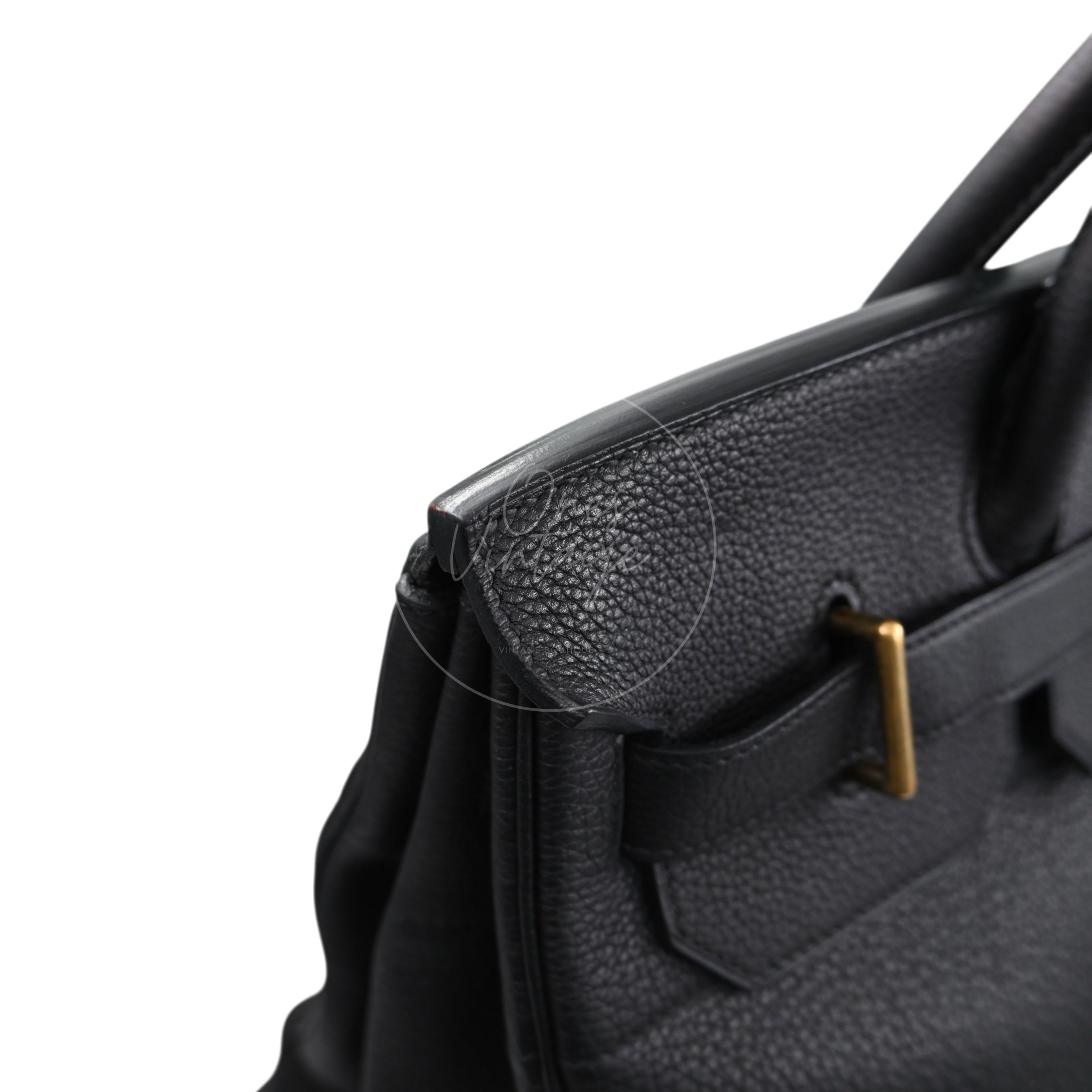 [Pre-owned] Hermes HAC 40 GHW Black Togo Stamp Square M