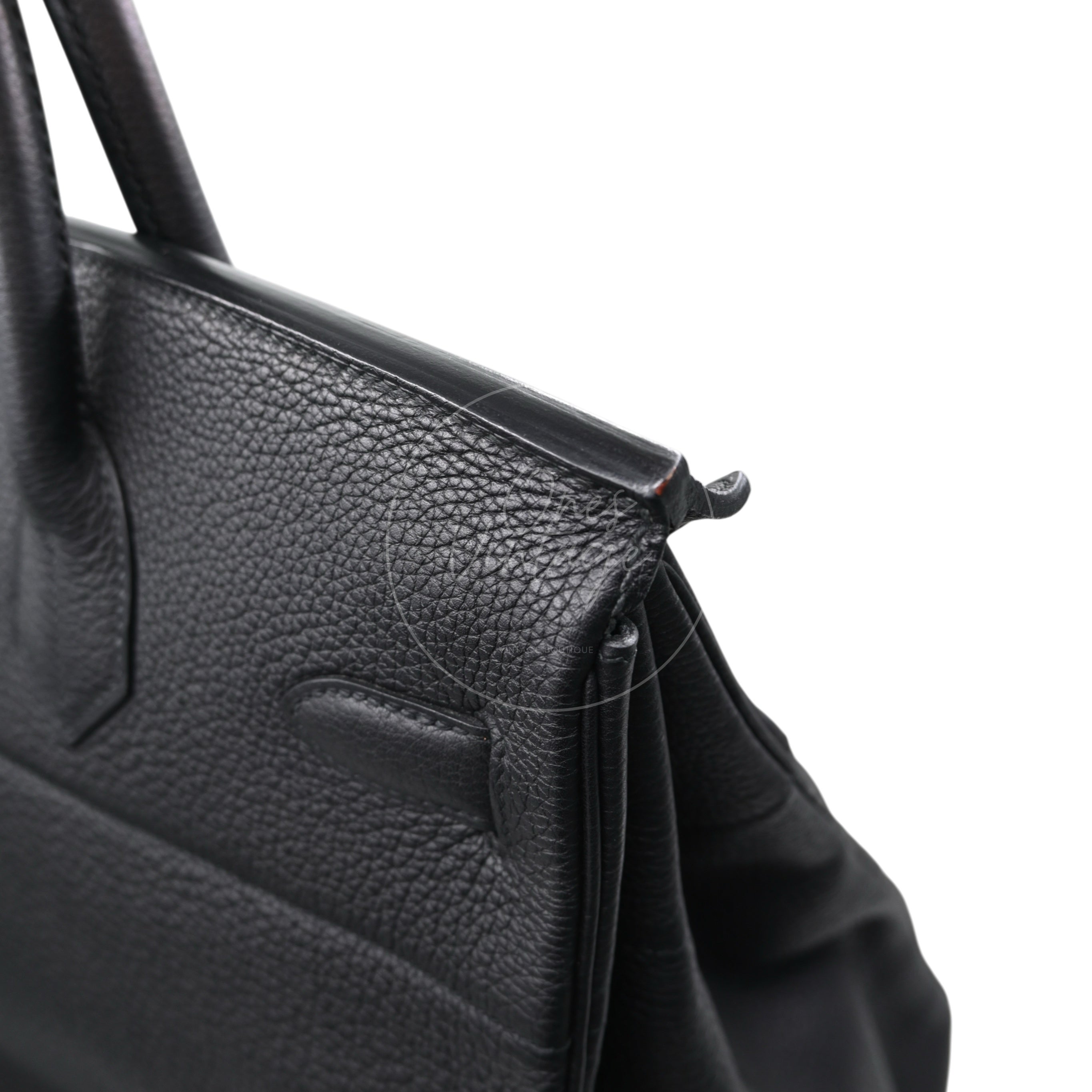 [Pre-owned] Hermes HAC 40 GHW Black Togo Stamp Square M