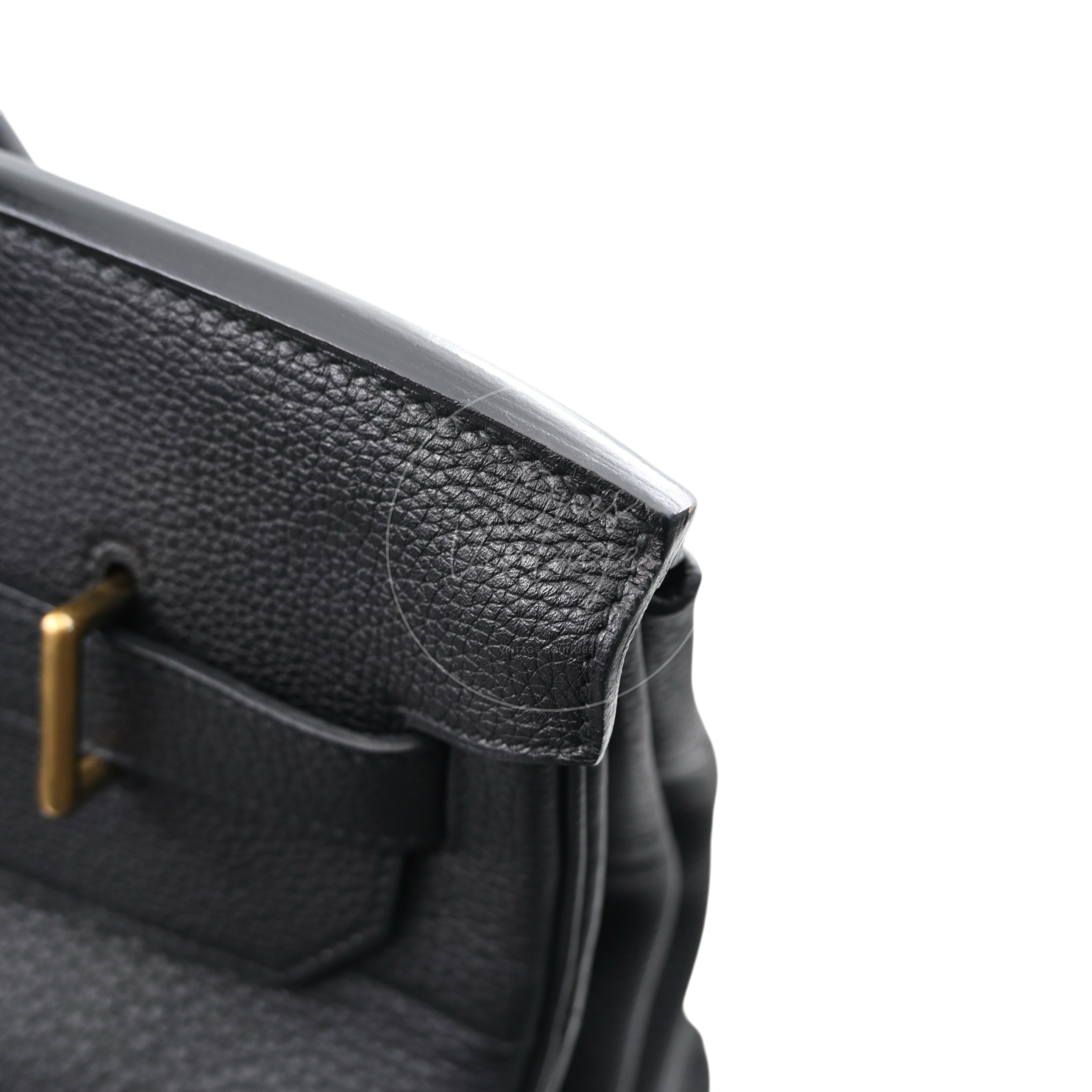 [Pre-owned] Hermes HAC 40 GHW Black Togo Stamp Square M