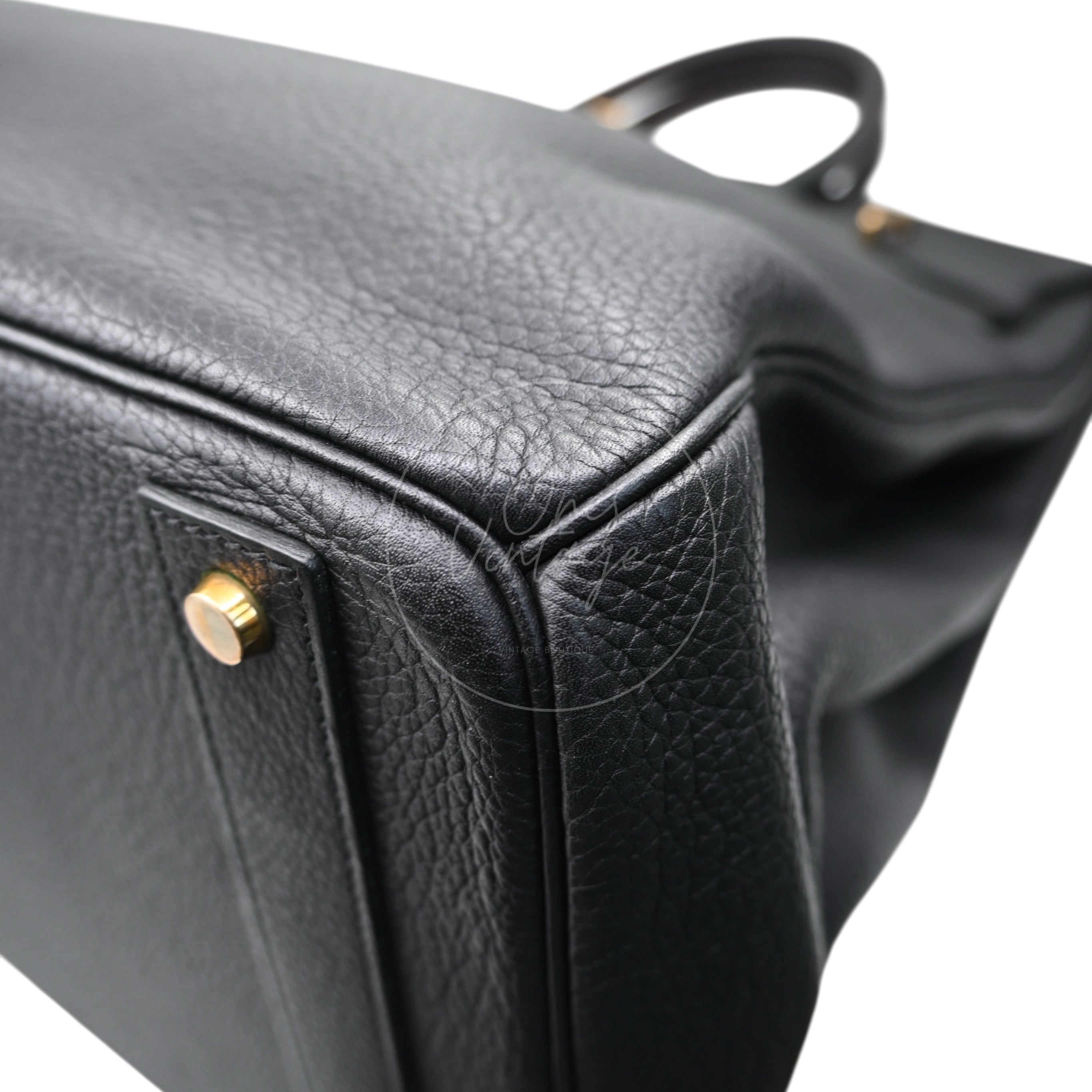 [Pre-owned] Hermes HAC 40 GHW Black Togo Stamp Square M