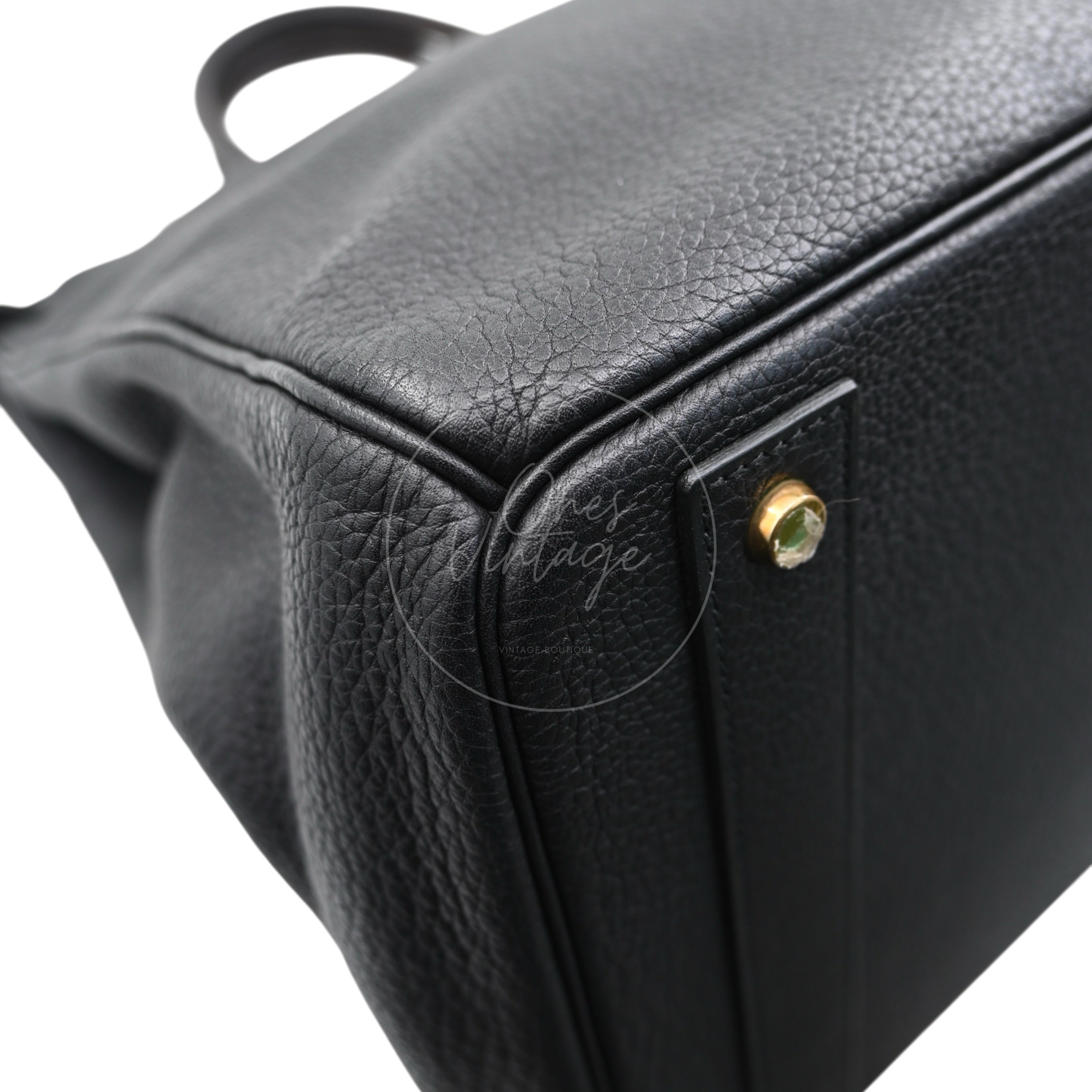 [Pre-owned] Hermes HAC 40 GHW Black Togo Stamp Square M