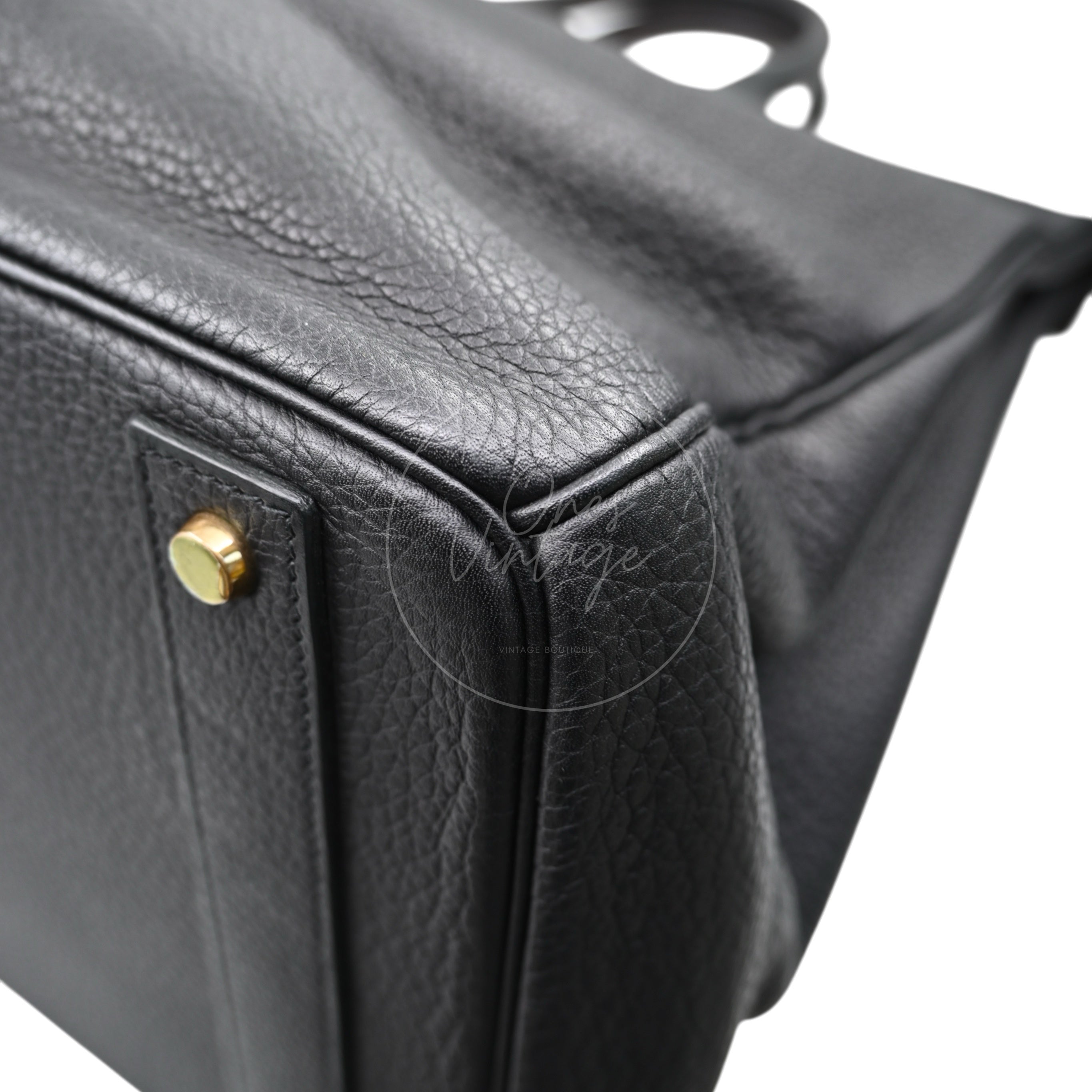 [Pre-owned] Hermes HAC 40 GHW Black Togo Stamp Square M