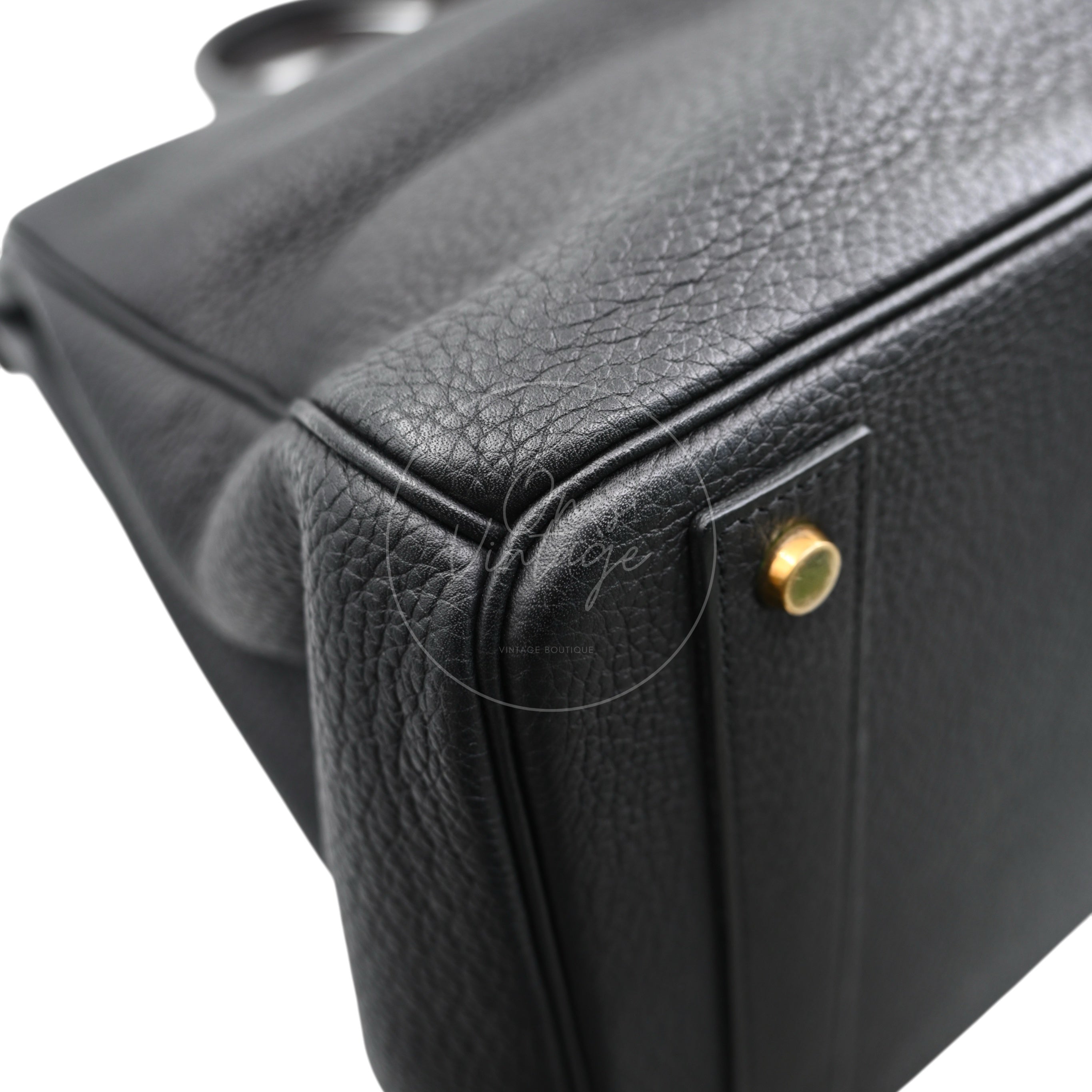 [Pre-owned] Hermes HAC 40 GHW Black Togo Stamp Square M