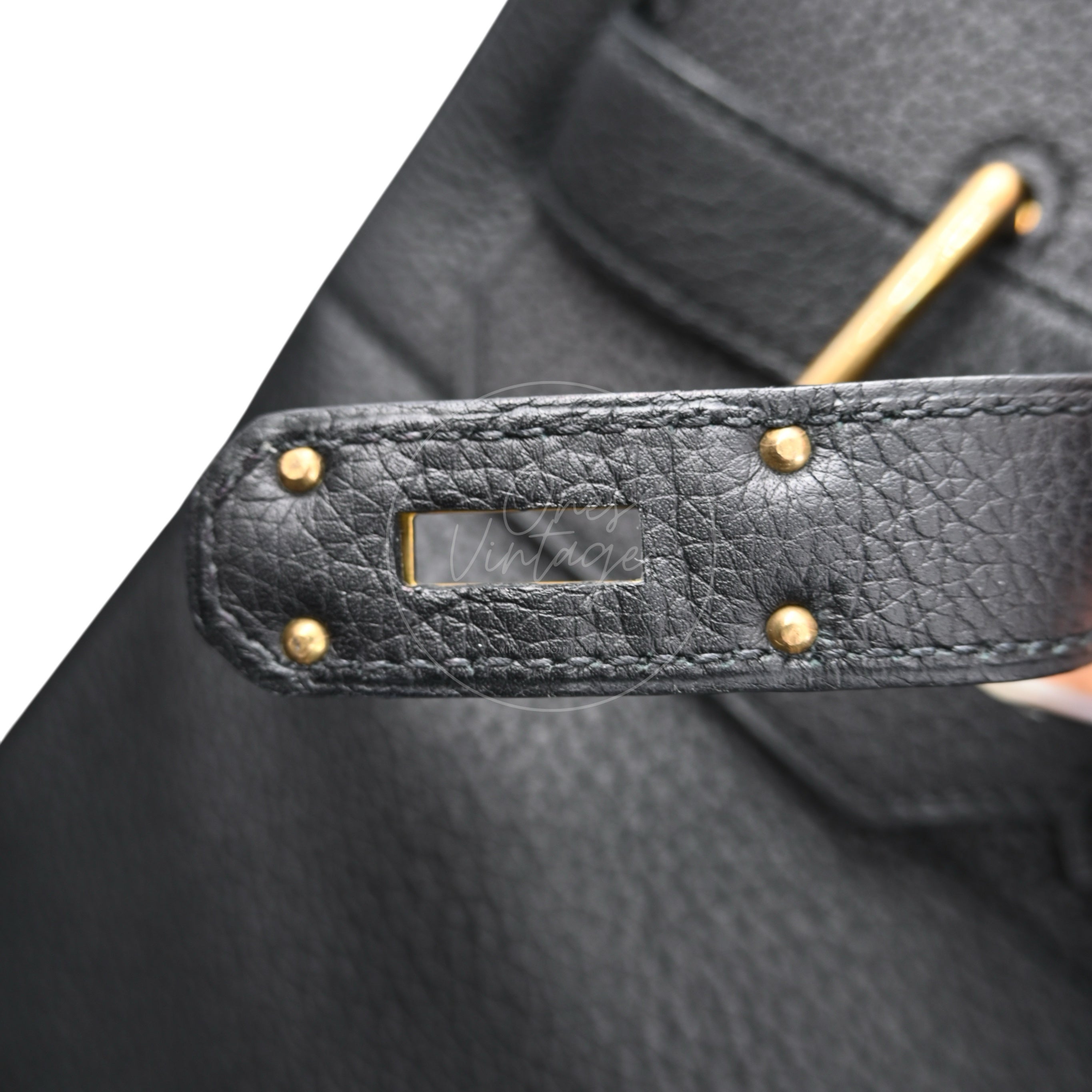 [Pre-owned] Hermes HAC 40 GHW Black Togo Stamp Square M