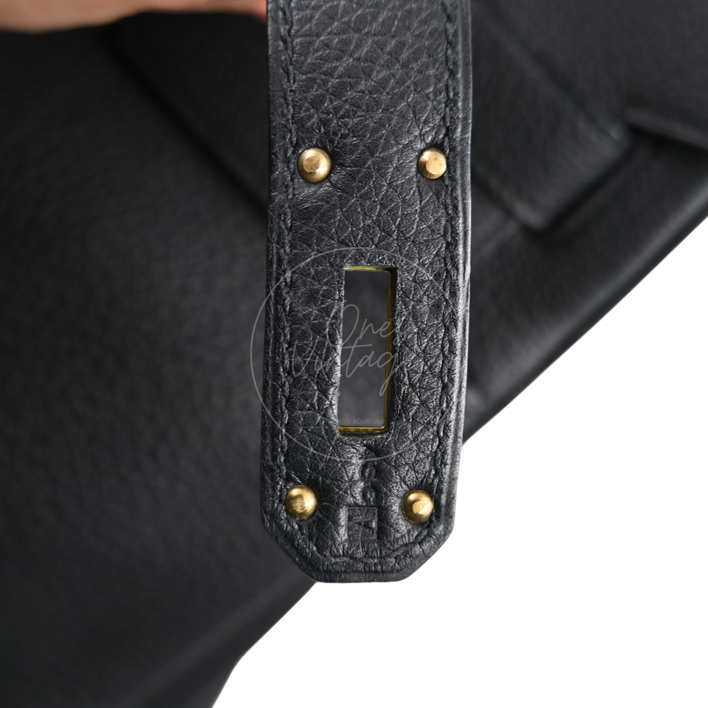[Pre-owned] Hermes HAC 40 GHW Black Togo Stamp Square M