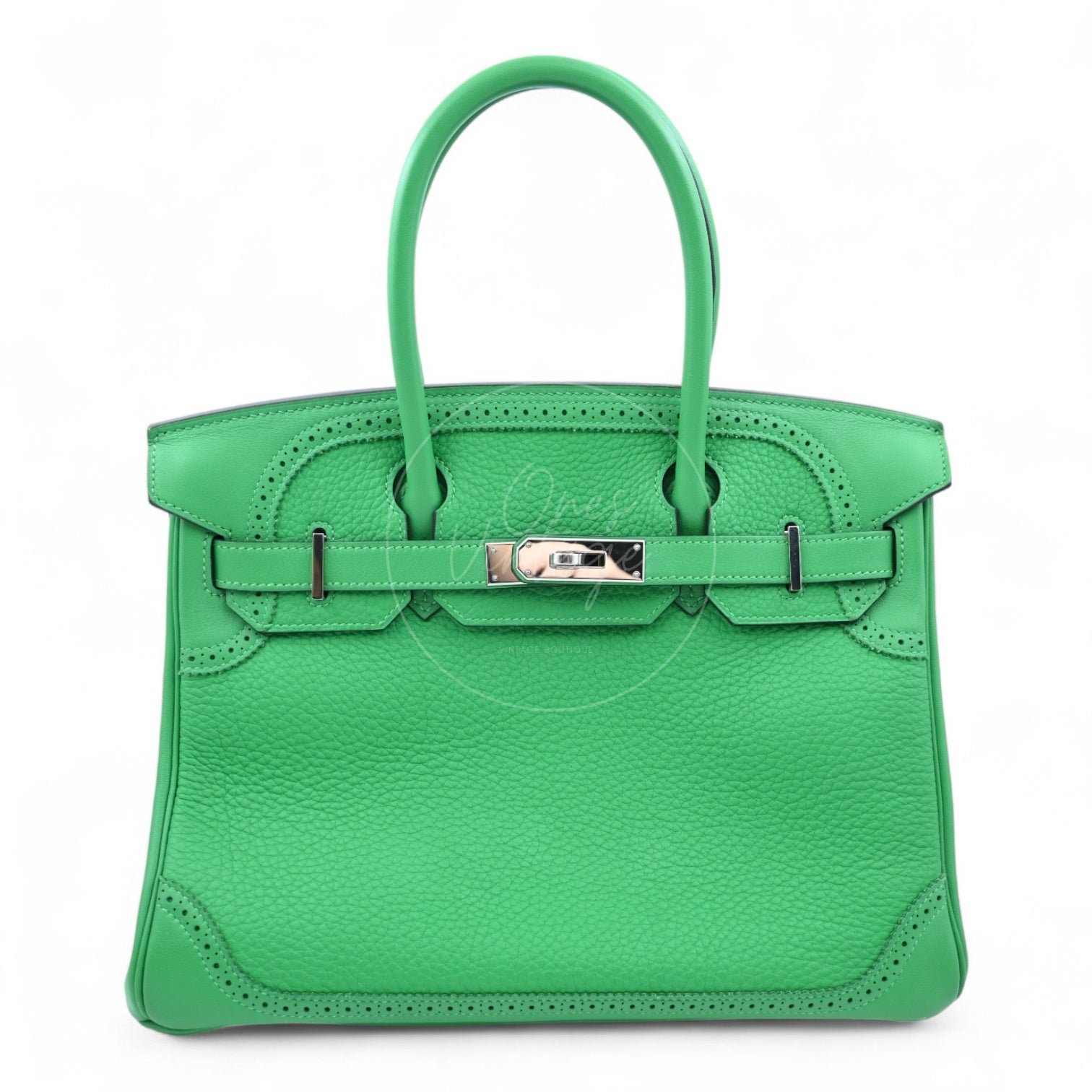 [Pre-owned] Hermes Birkin 30 Green PHW Lace Collection Stamp T