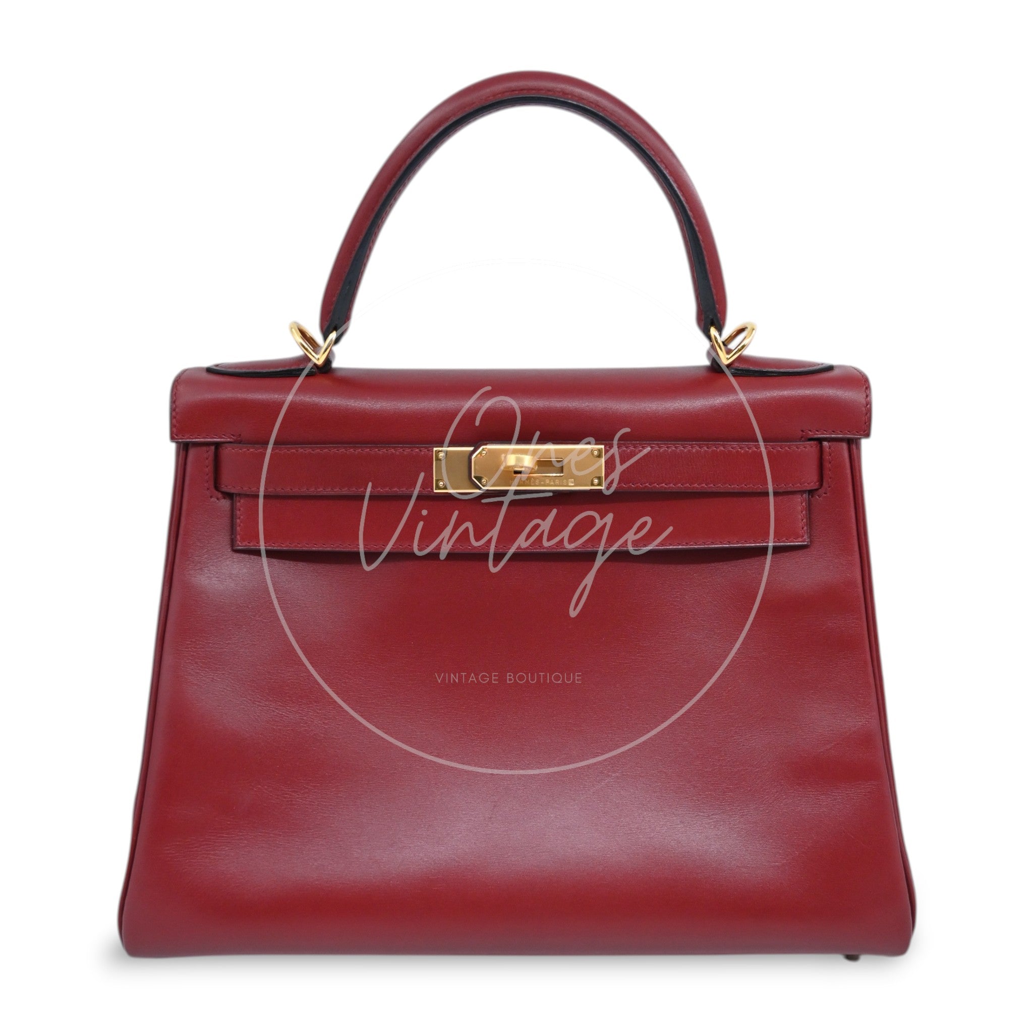 [Pre-Owned] Hermes Kelly 28 Rouge H Square F Box Leather GHW