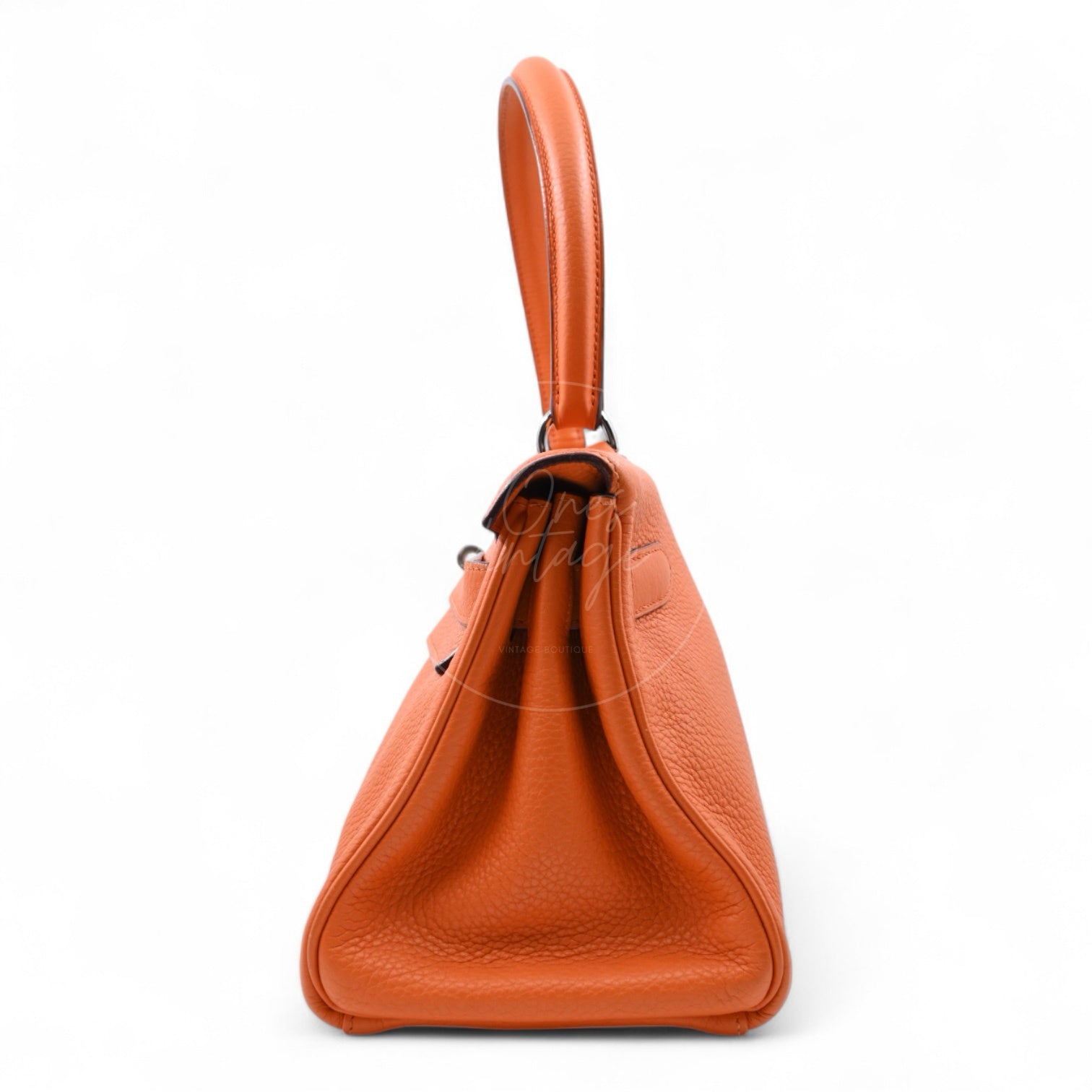 [Pre-owned] Hermes Kelly Shoulder Orange PHW Stamp Square M