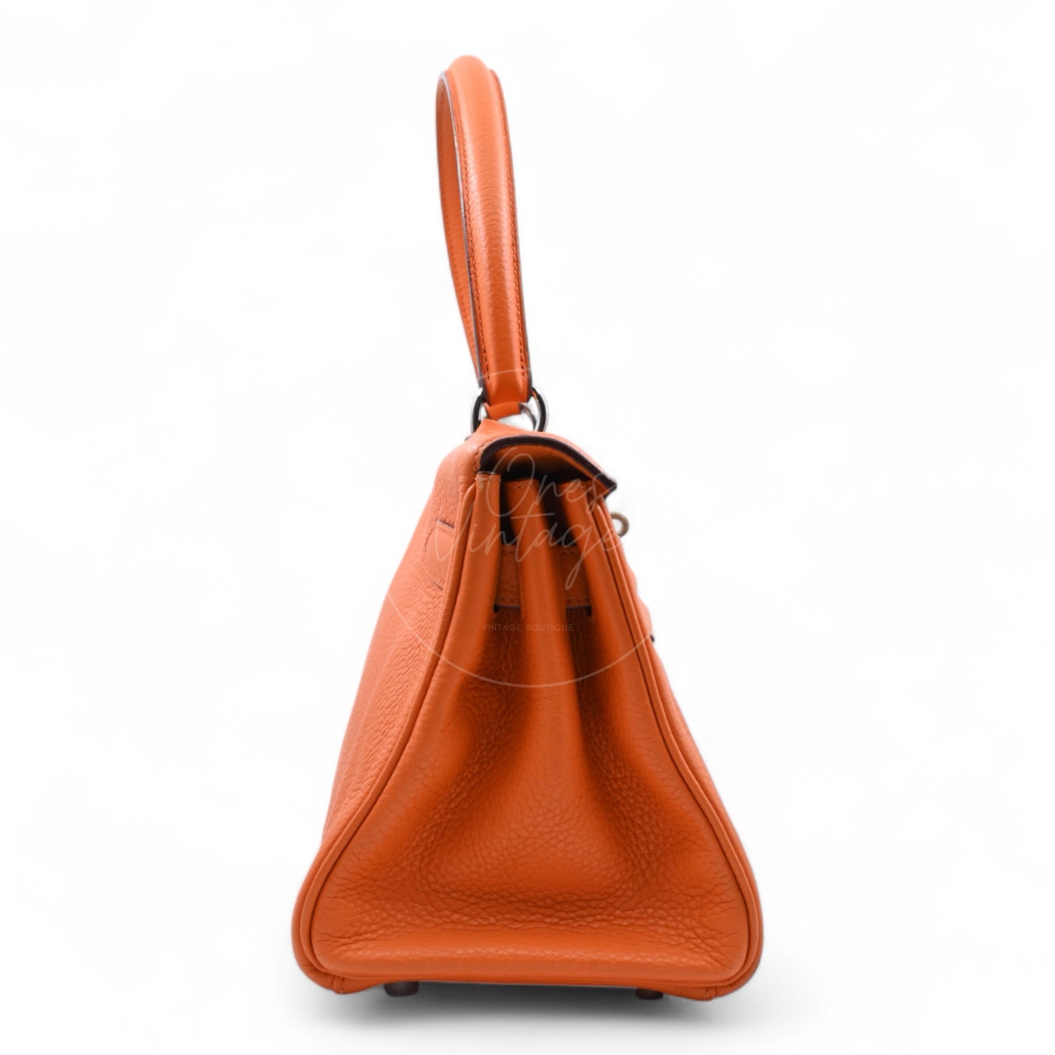 [Pre-owned] Hermes Kelly Shoulder Orange PHW Stamp Square M