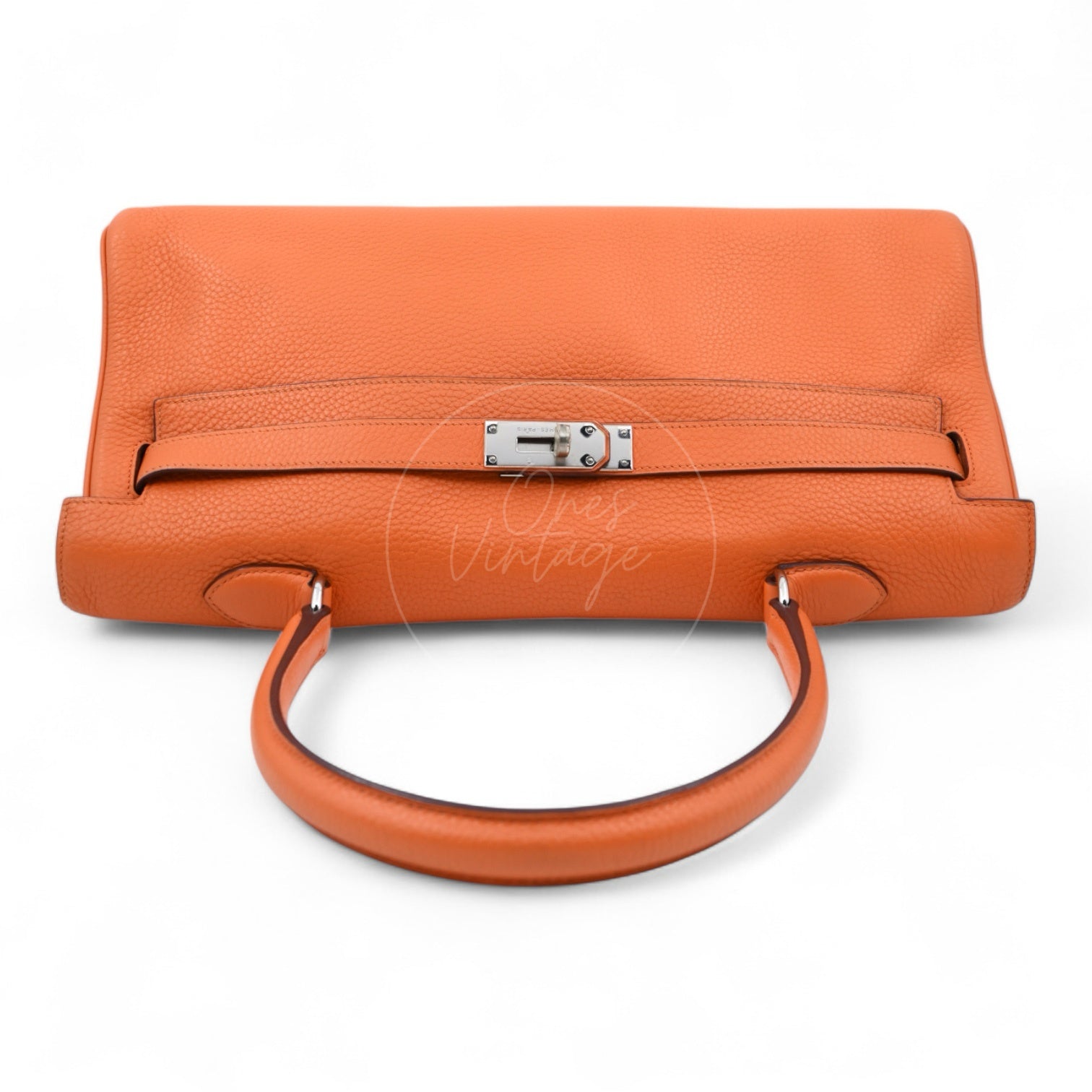 [Pre-owned] Hermes Kelly Shoulder Orange PHW Stamp Square M