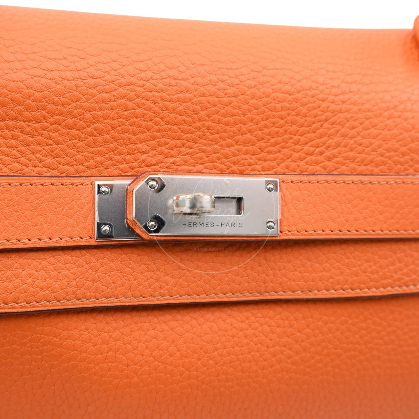 [Pre-owned] Hermes Kelly Shoulder Orange PHW Stamp Square M