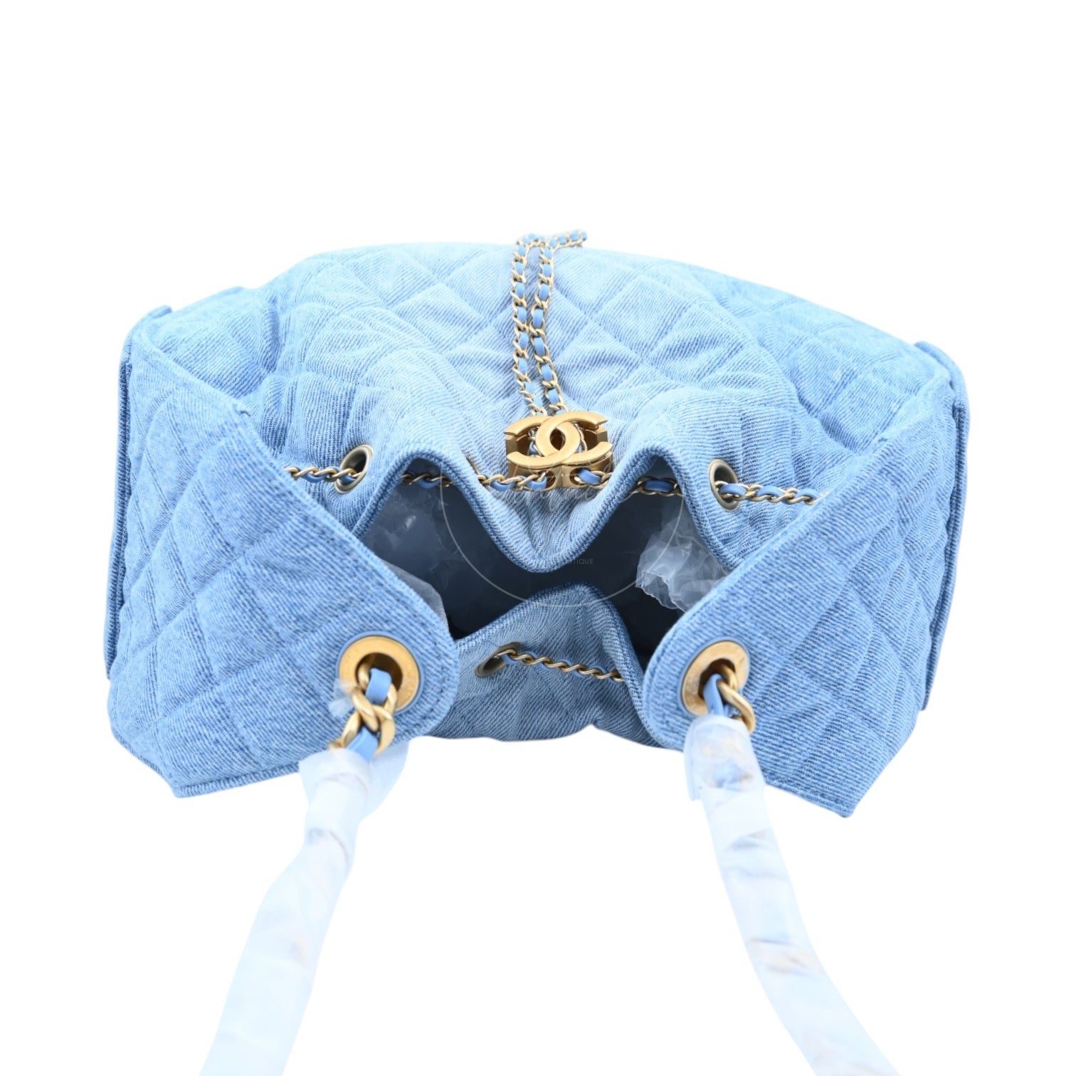 [Unused] Chanel Medium 25 Washed Denim Blue GHW Shoulder Bag