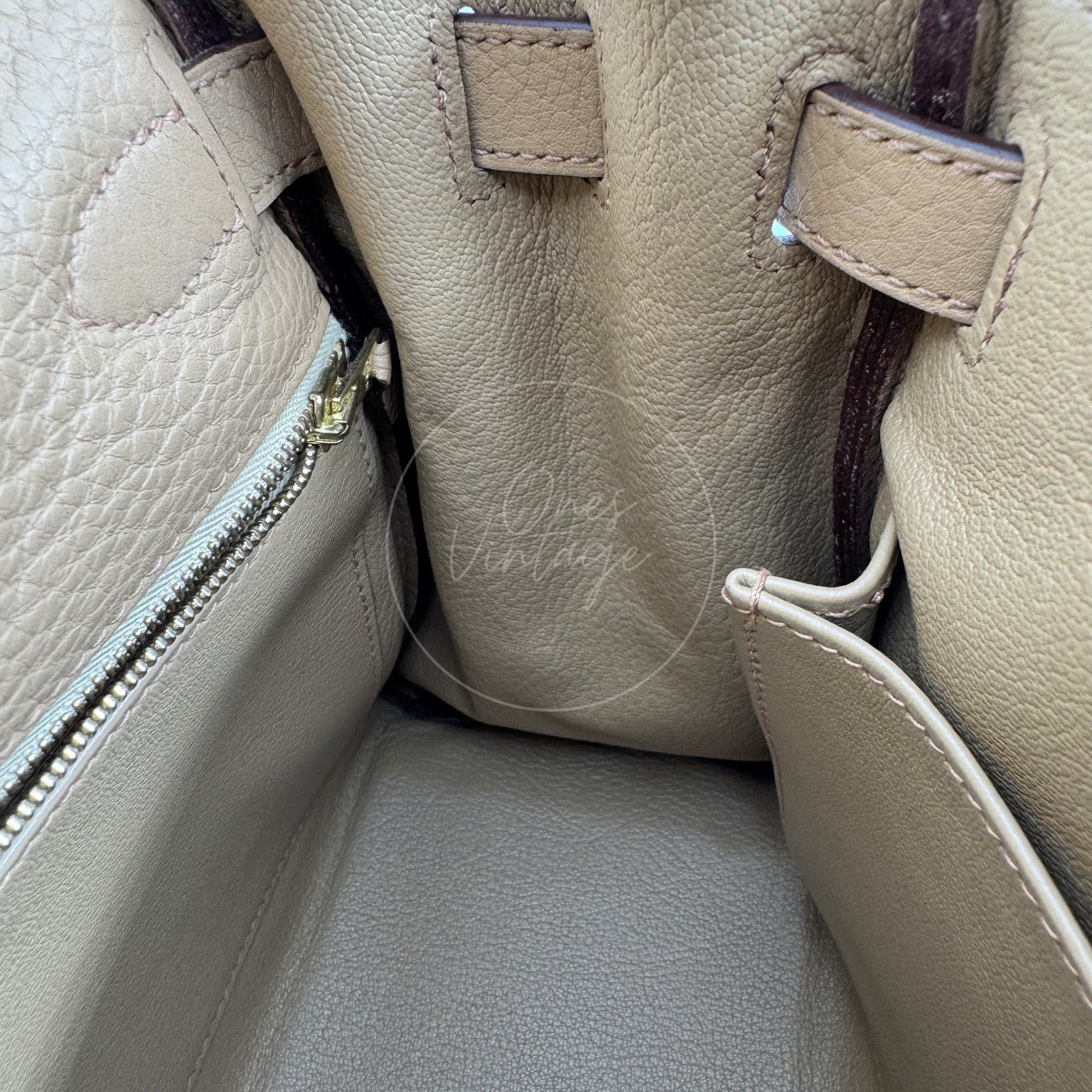 [Pre-owned] Hermes Kelly 28 Togo Light Brown Stamp Square L Handbag