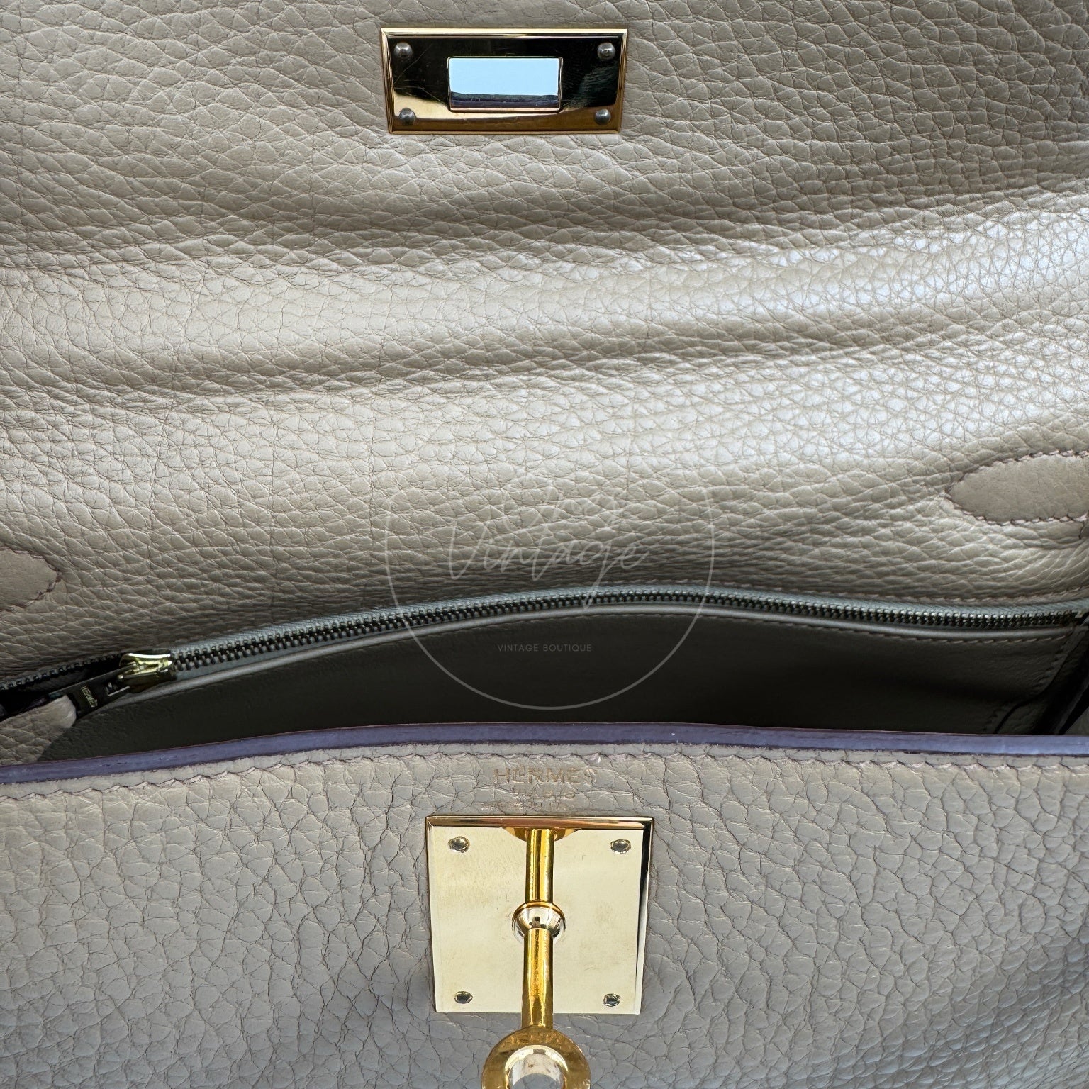 [Pre-owned] Hermes Kelly 28 Togo Light Brown Stamp Square L Handbag