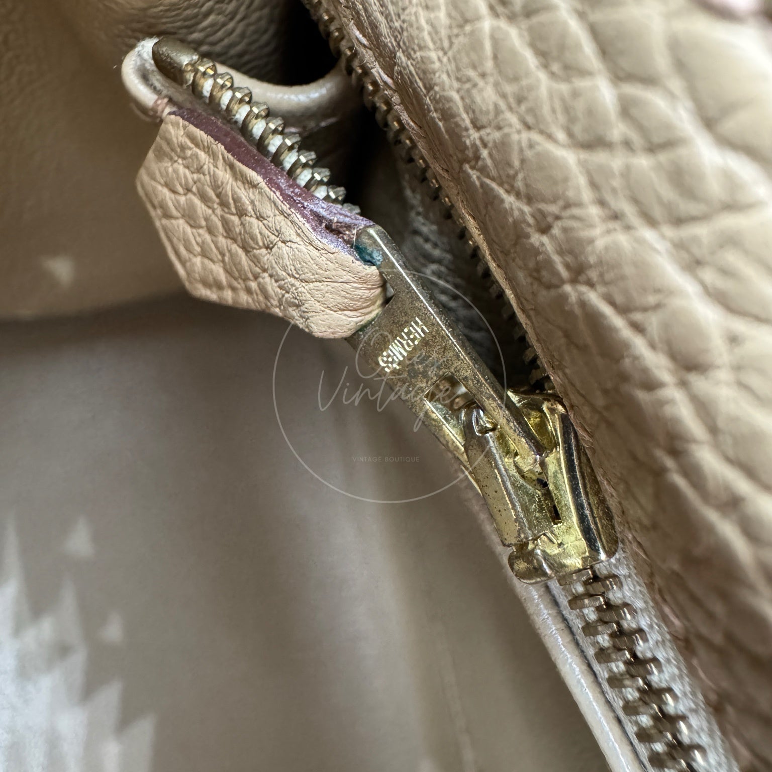 [Pre-owned] Hermes Kelly 28 Togo Light Brown Stamp Square L Handbag