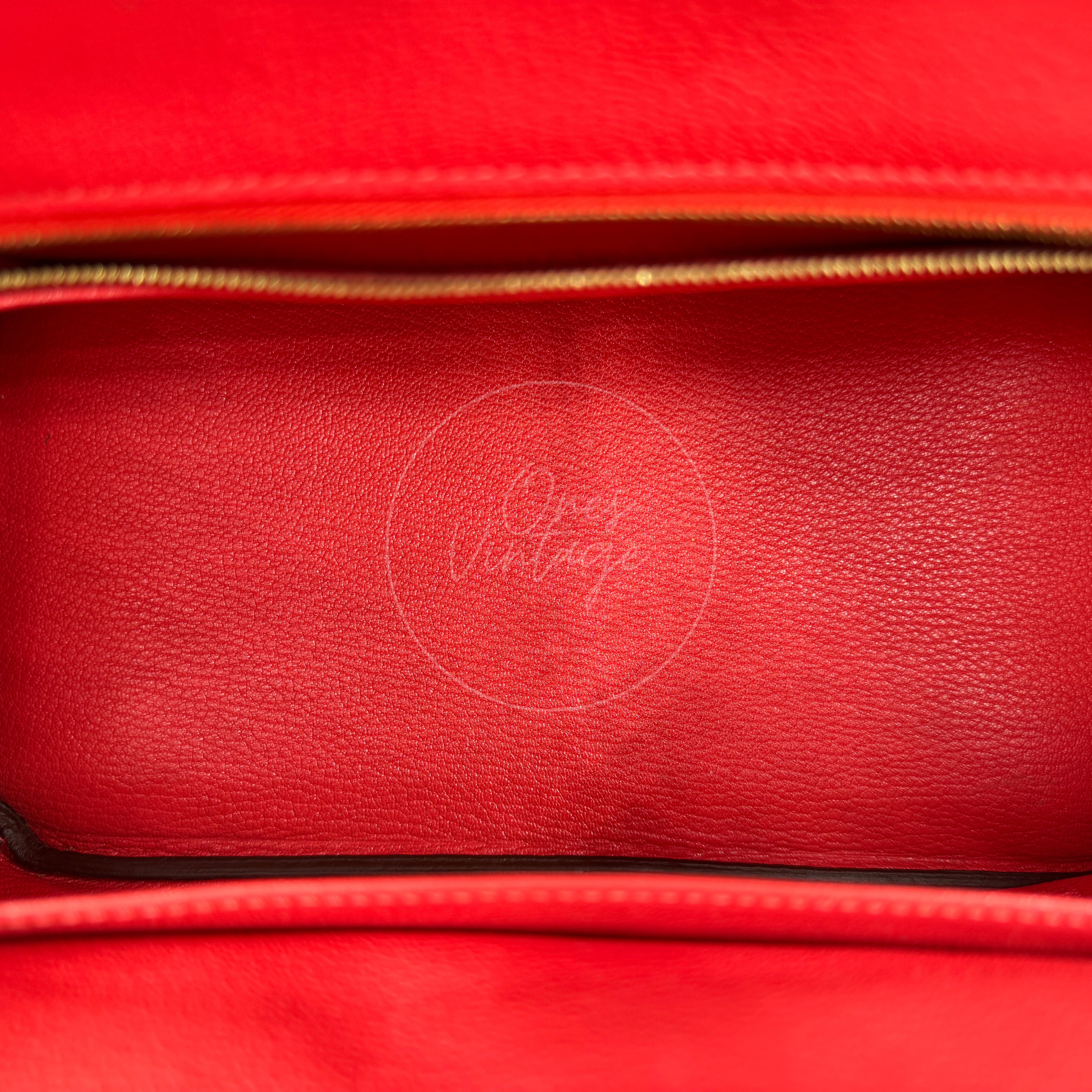 [Pre-owned] Hermes Birkin 30 BK30 Togo GHW Stamp Square R Red Handbag