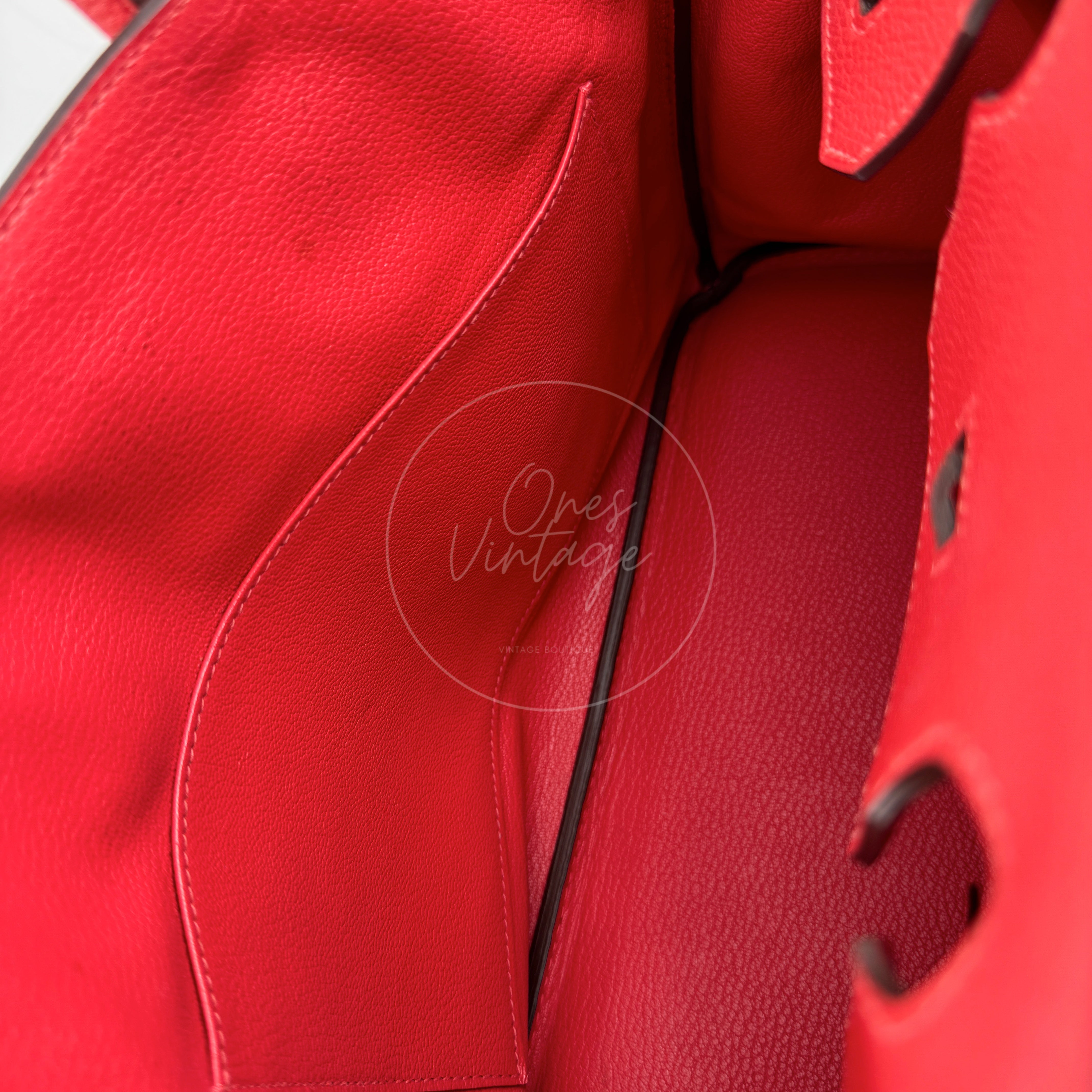 [Pre-owned] Hermes Birkin 30 BK30 Togo GHW Stamp Square R Red Handbag