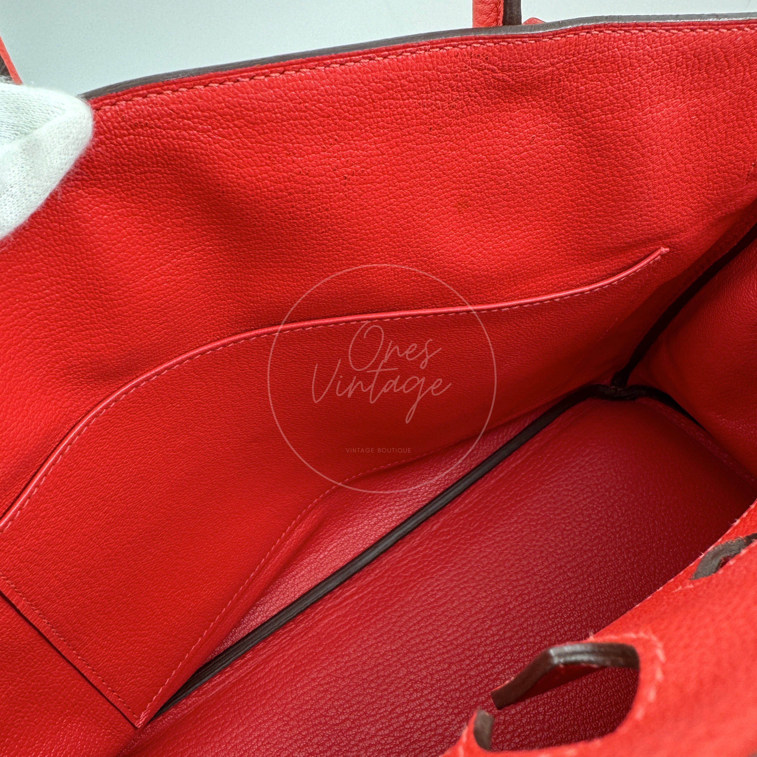 [Pre-owned] Hermes Birkin 30 BK30 Togo GHW Stamp Square R Red Handbag