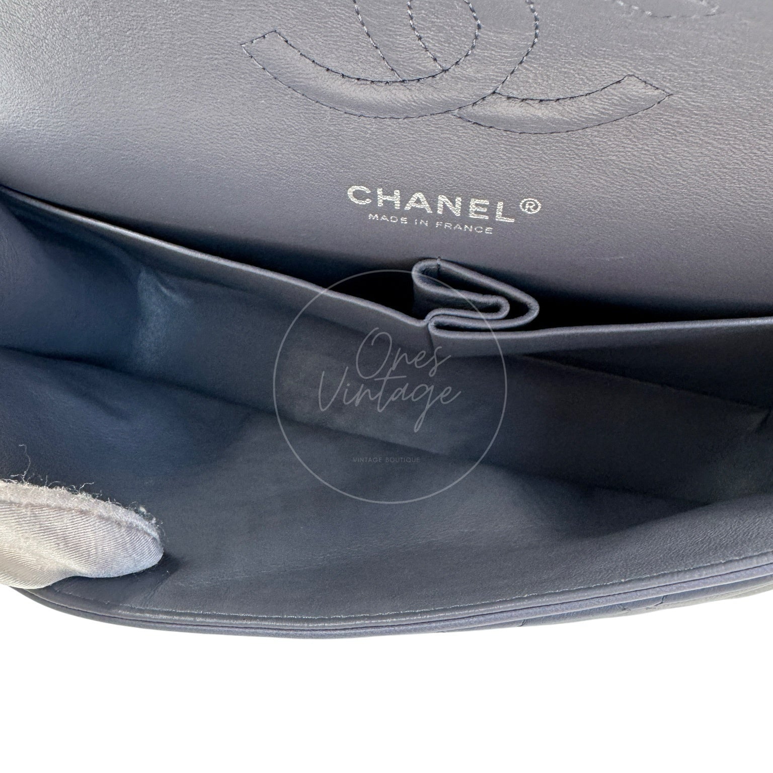 [Pre-owed] Chanel Classic Flap CF25 Lambskin Purple Double Flap Series 15 Bag