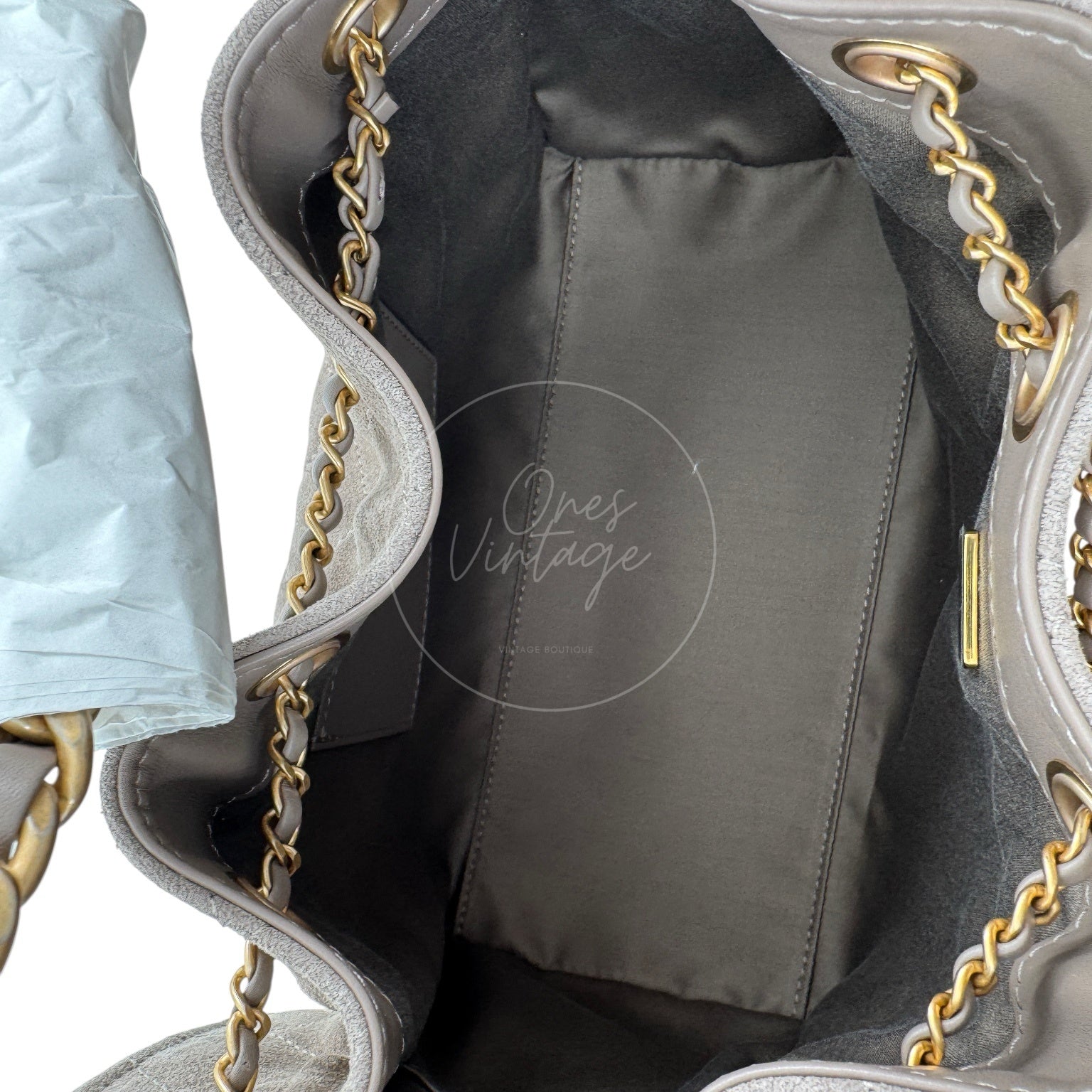 [Unused] Chanel 25 Bag Small Gray Suede GHW