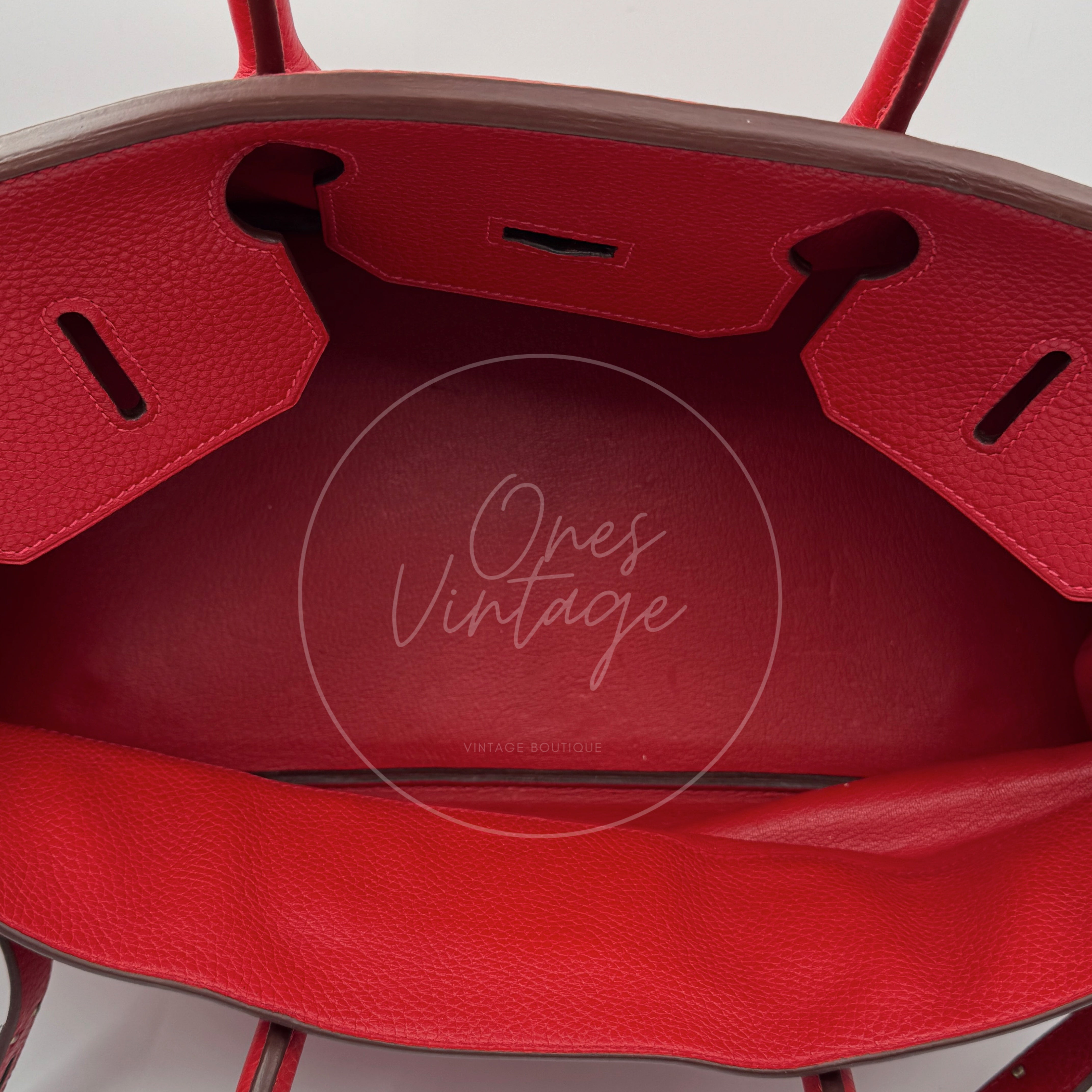 [Pre-owned] Hermes Shoulder Birkin Red PHW Stamp Square I