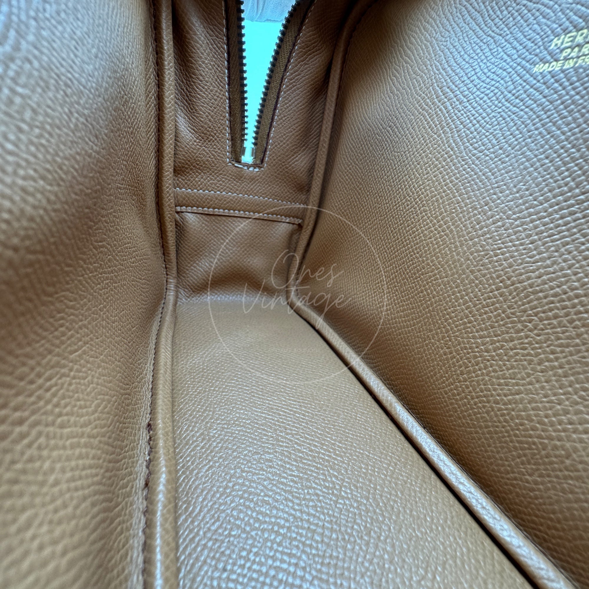 [Pre-owned] Hermes Mini Plume Natural Epsom GHW Stamp Circle W