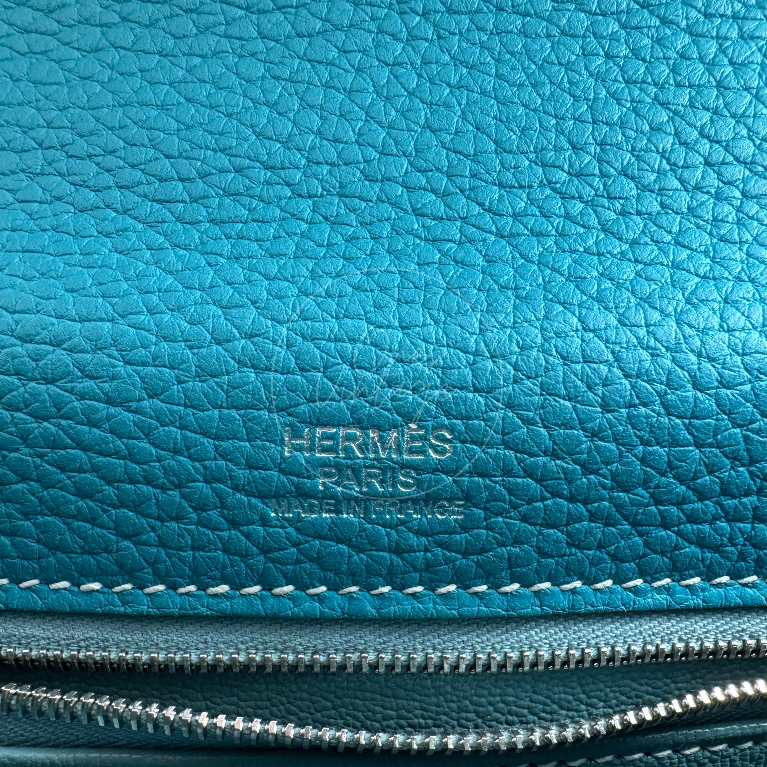 [Pre-owned] Hermes Kelly Ghillies 32 Turquoise Doblis Suede Clemence Evercolor Tricolour PHW Bag