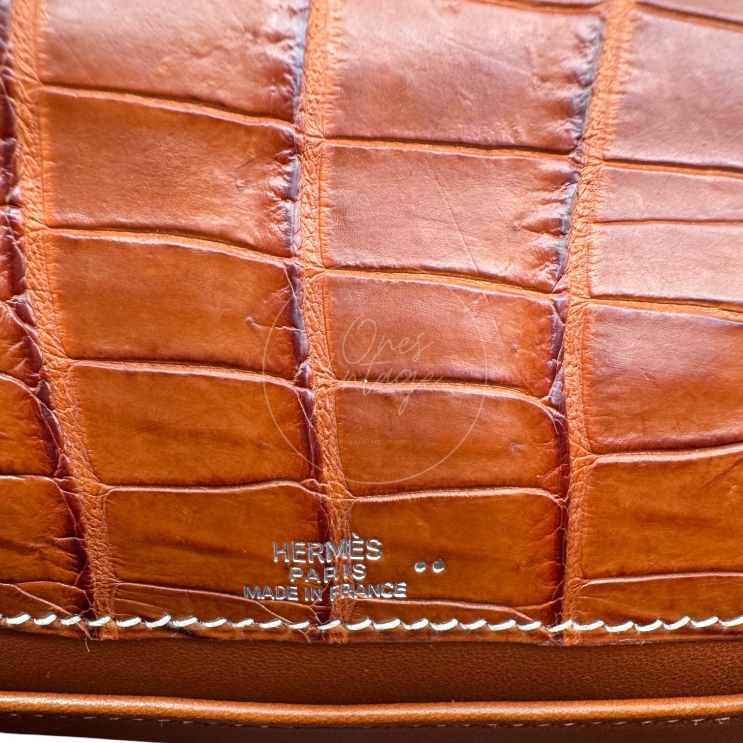 [Pre-owned] Hermes Mini Kelly Pochette Crocody Niloticus Gold Matte PHW Stamp Square J